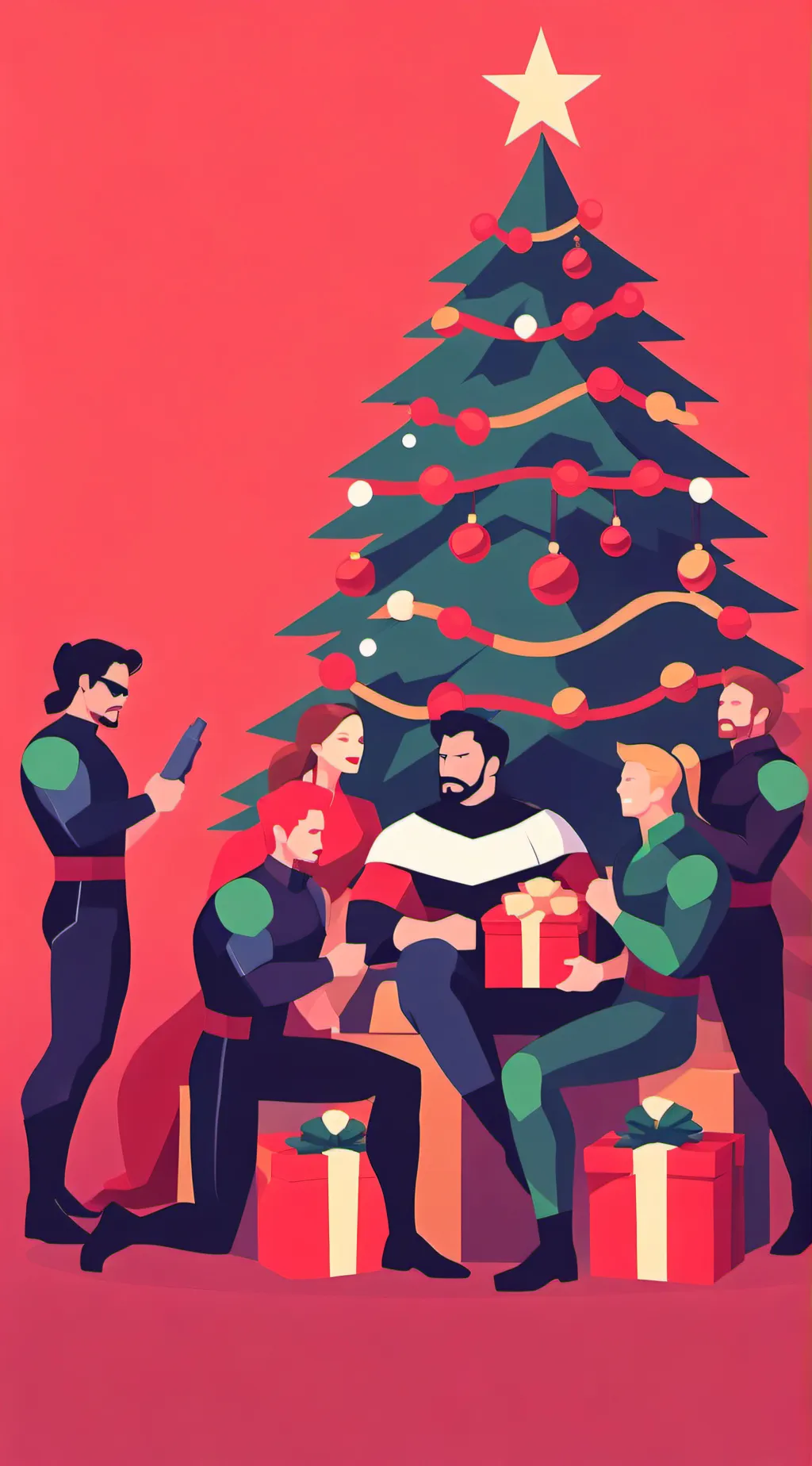 ai character: Avengers Christmas background