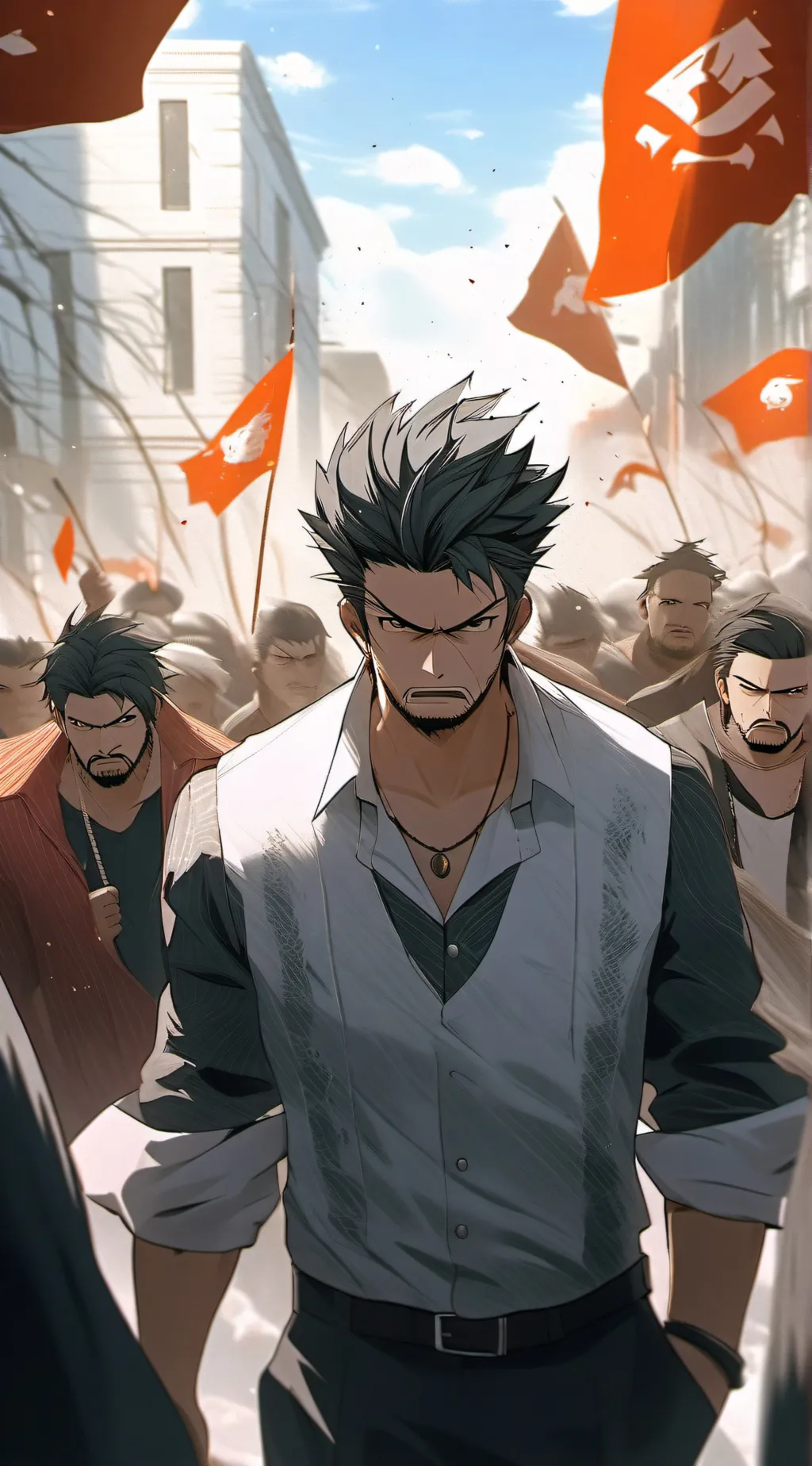 ai character: angry mob background