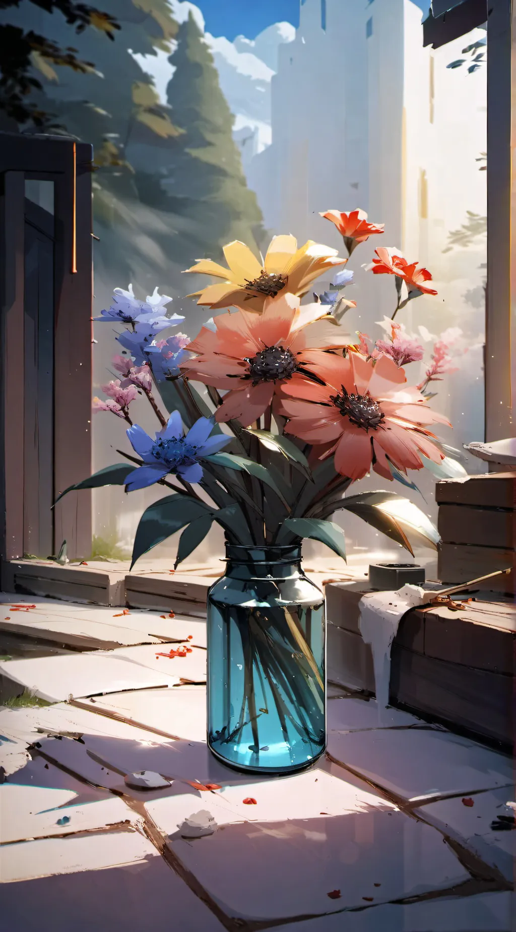 ai character: Dw road trip background