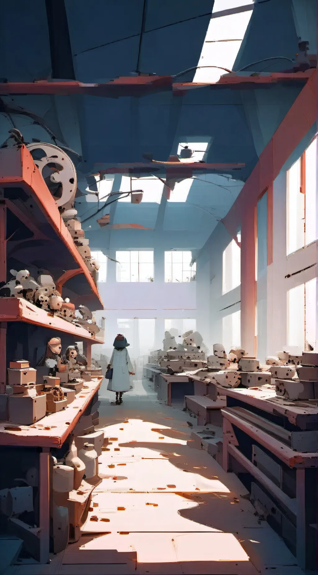 ai character: NEW DOLL FACTORY background