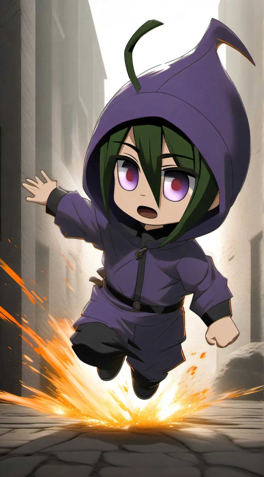 ai character: Tinky Winky Morto background