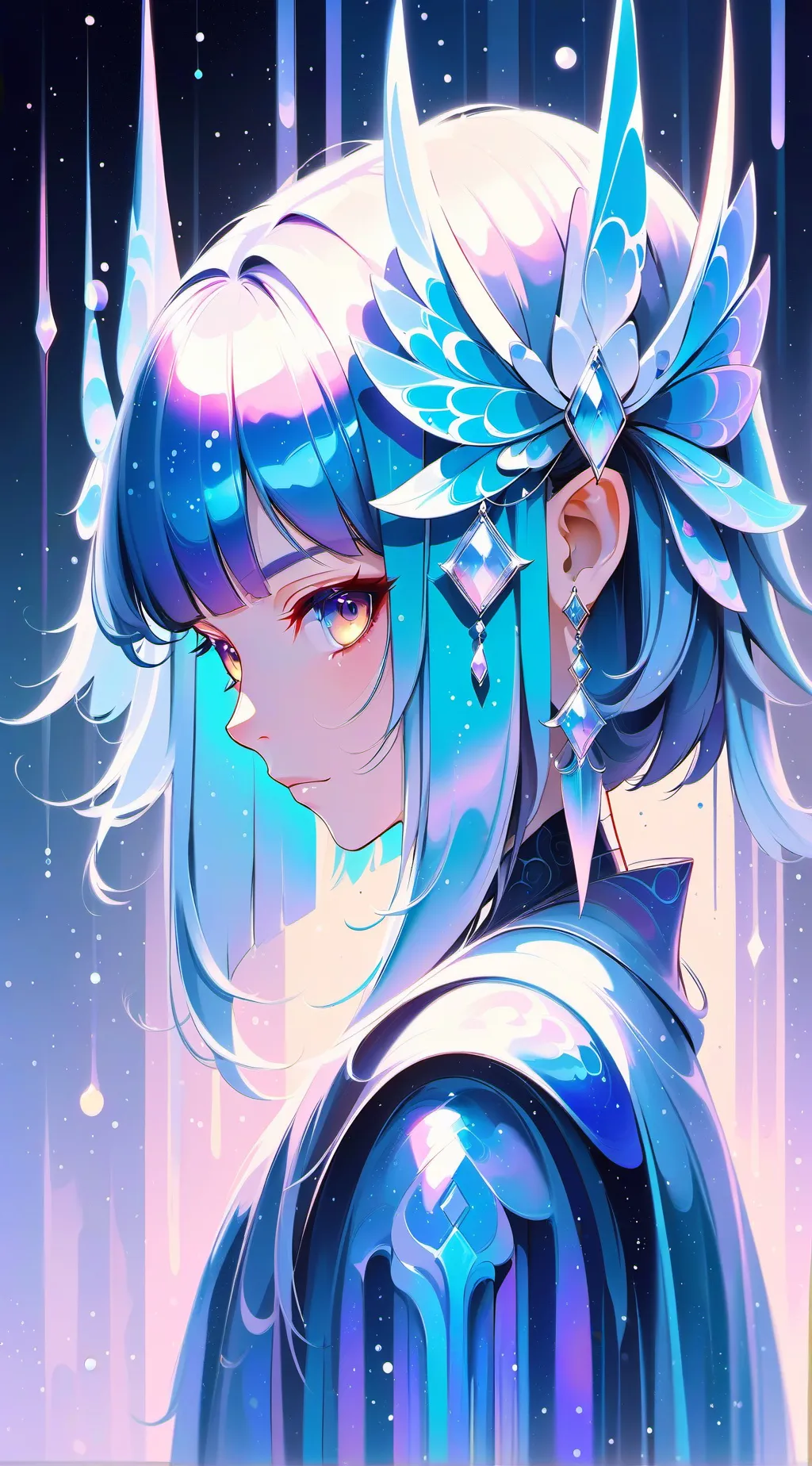 ai character: una rosa azzurra background