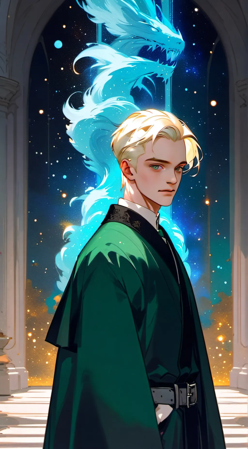 ai character: Draco Malfoy 🐍 background