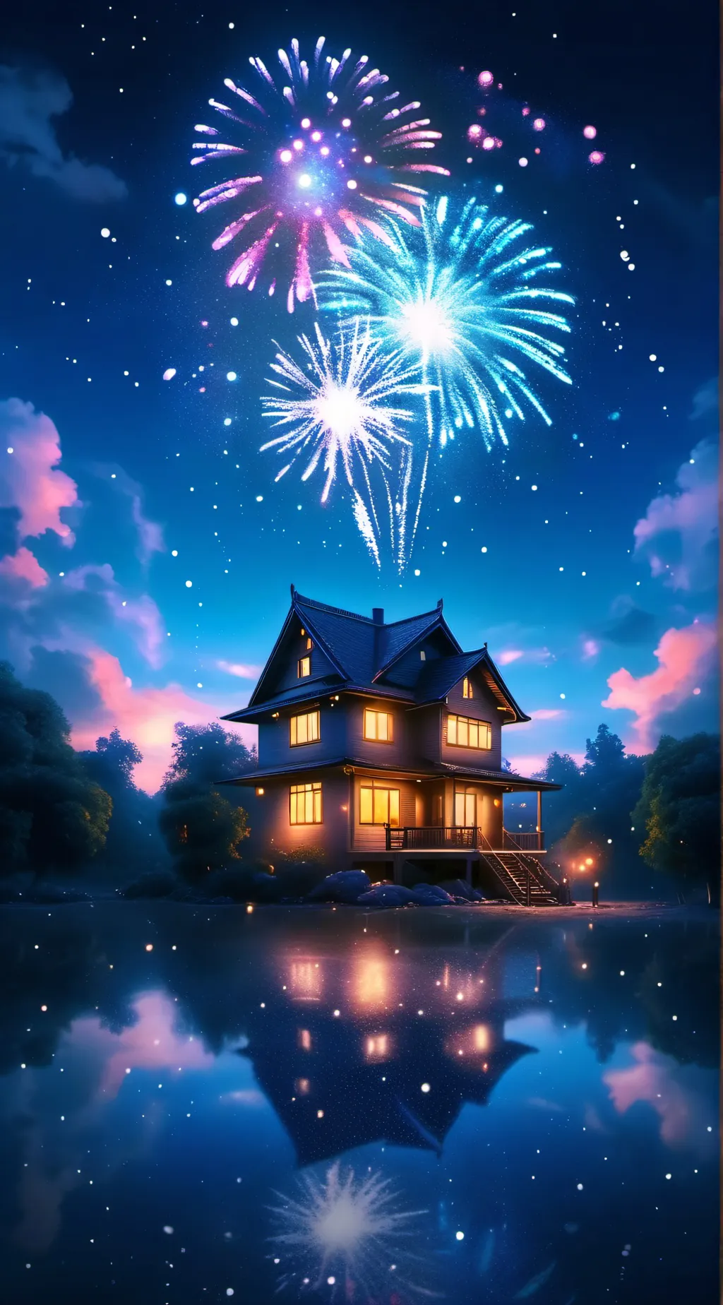 ai character: celebrate house background