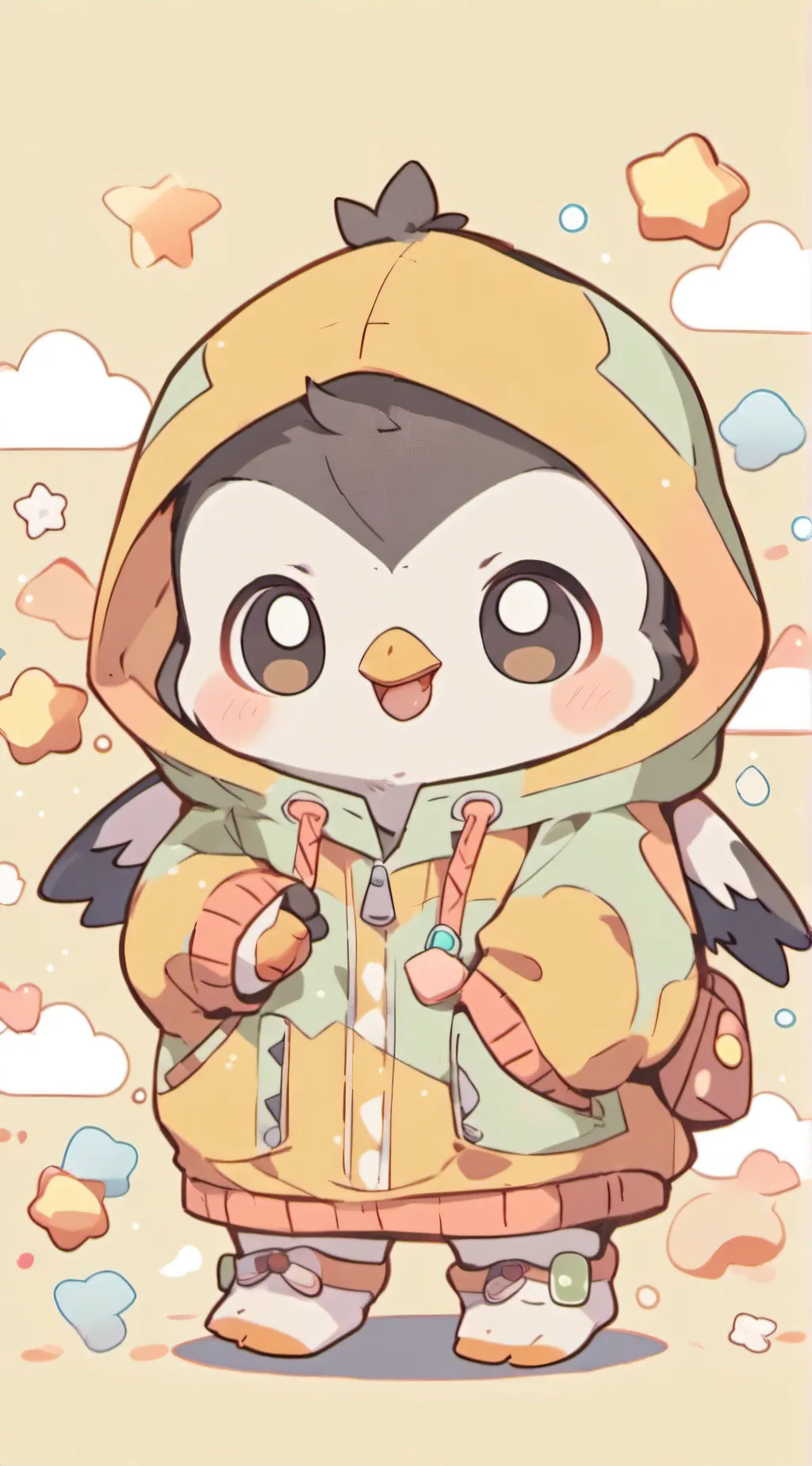 ai character: Cute penguin🖤🤍 background