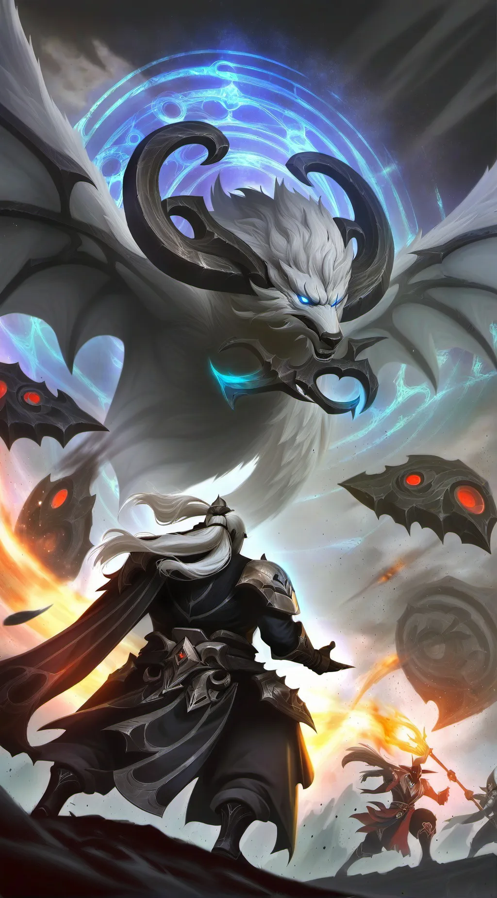 ai character: red x blue amoung  background