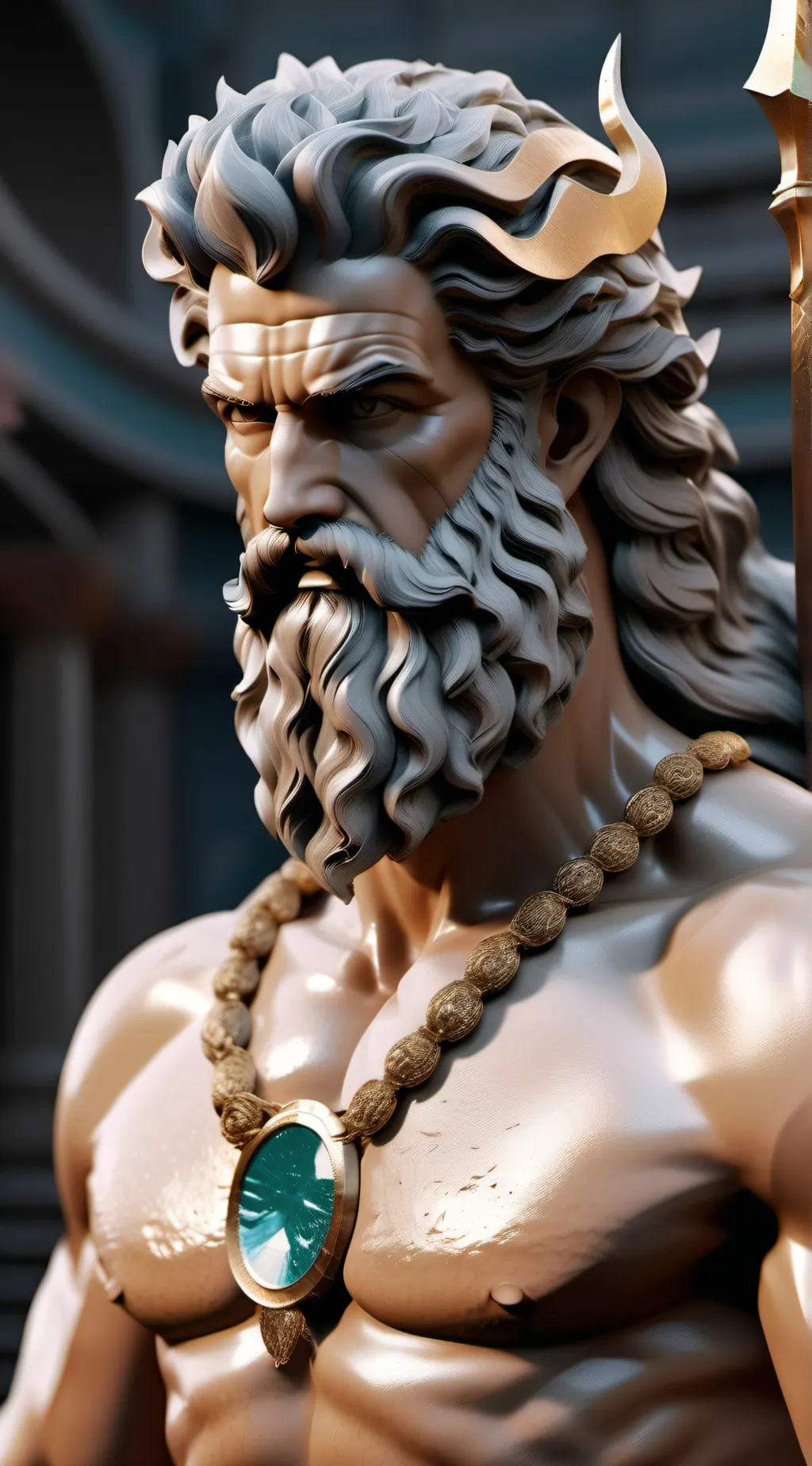 ai character: Poseidon  background