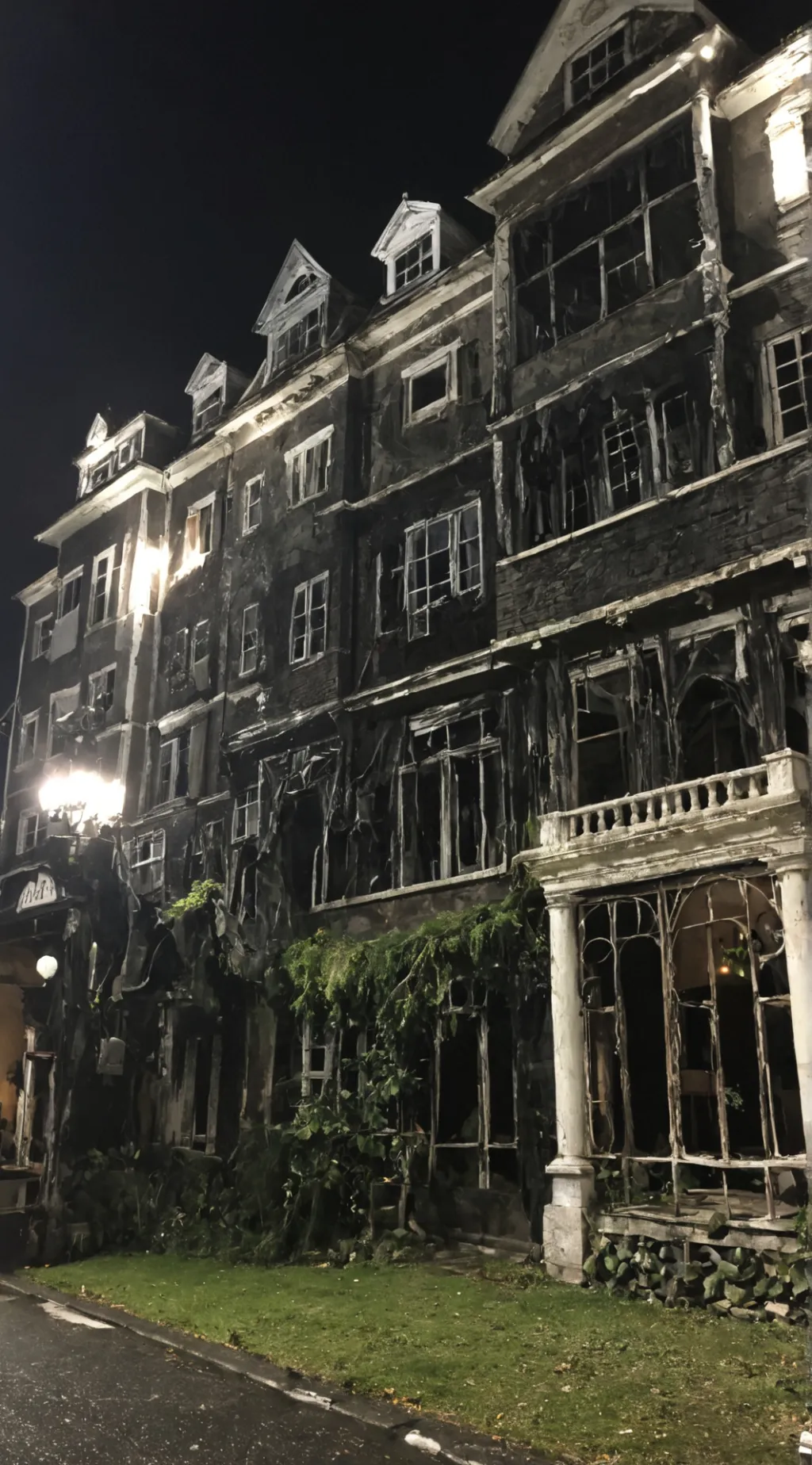 ai character: Abandoned hotel background