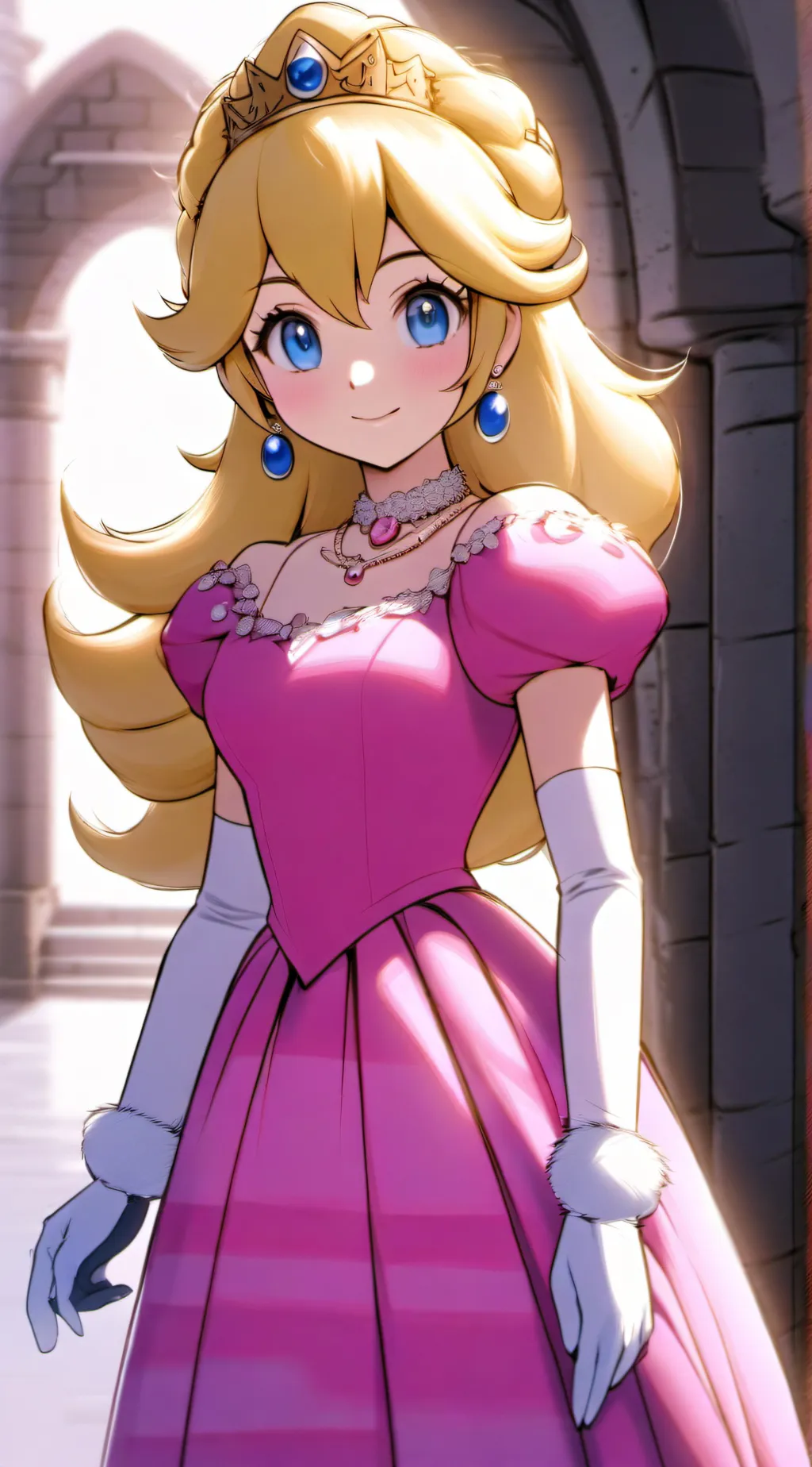 ai character: Prinzessin Peach  background