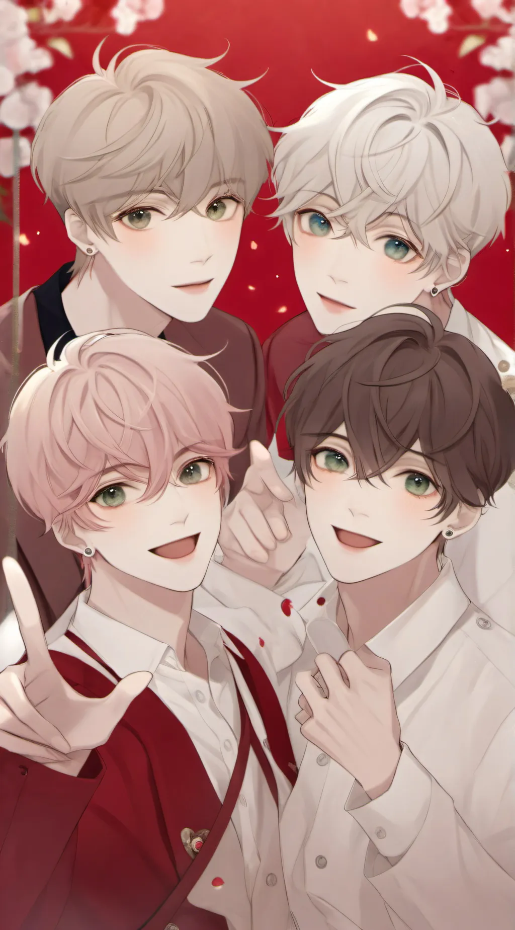 ai character: 4 cute boys background