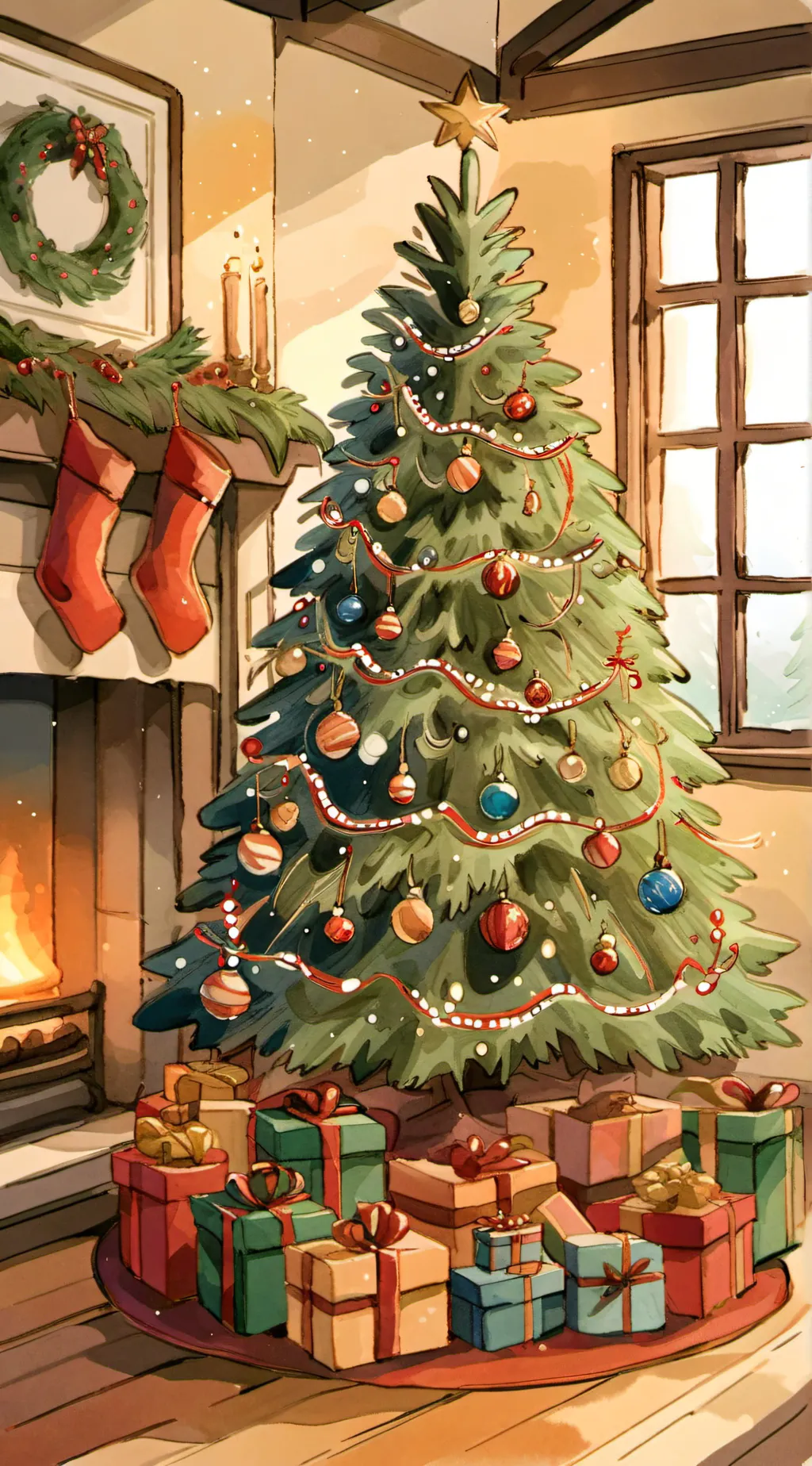 ai character: db christmas party background