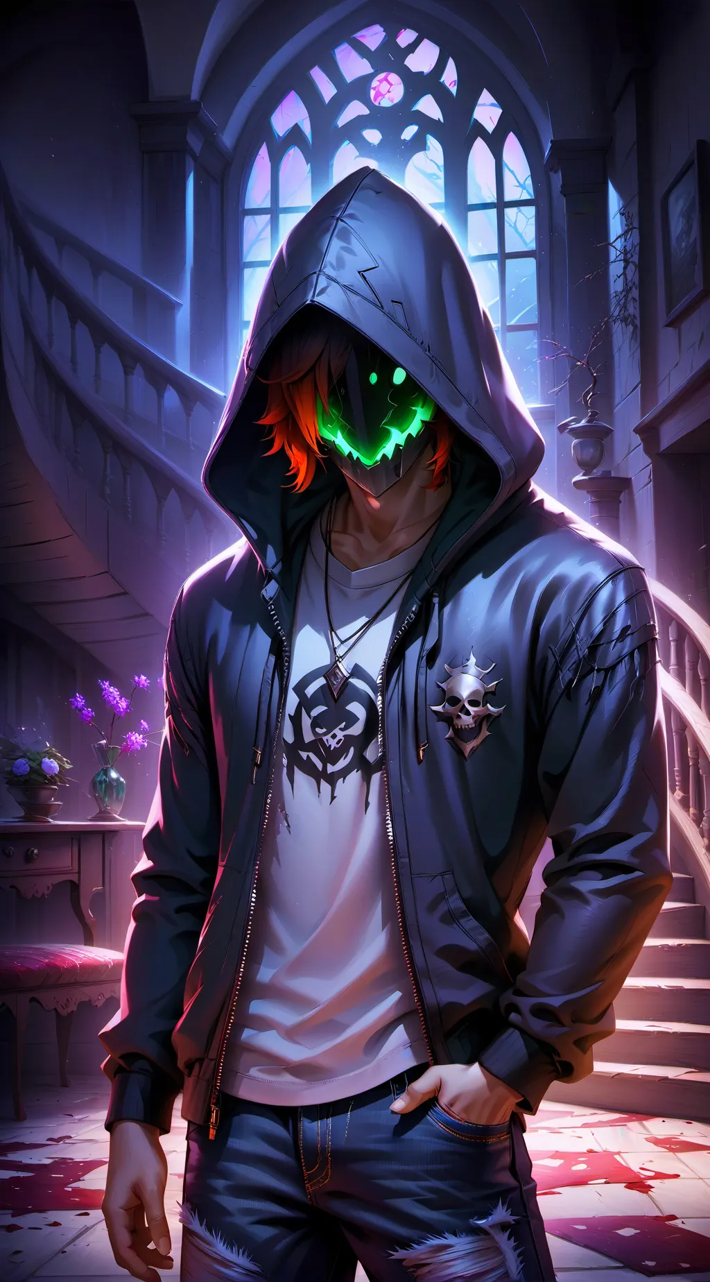 ai character: The masked guy  background