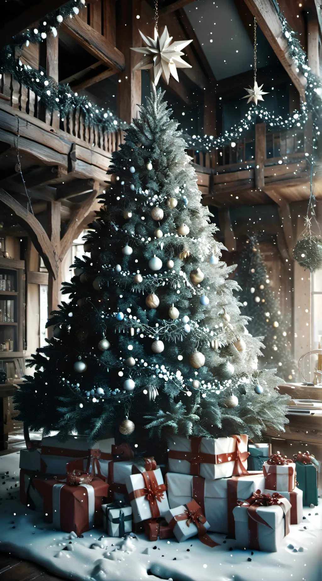 ai character: crismas tree🌲🎄 background