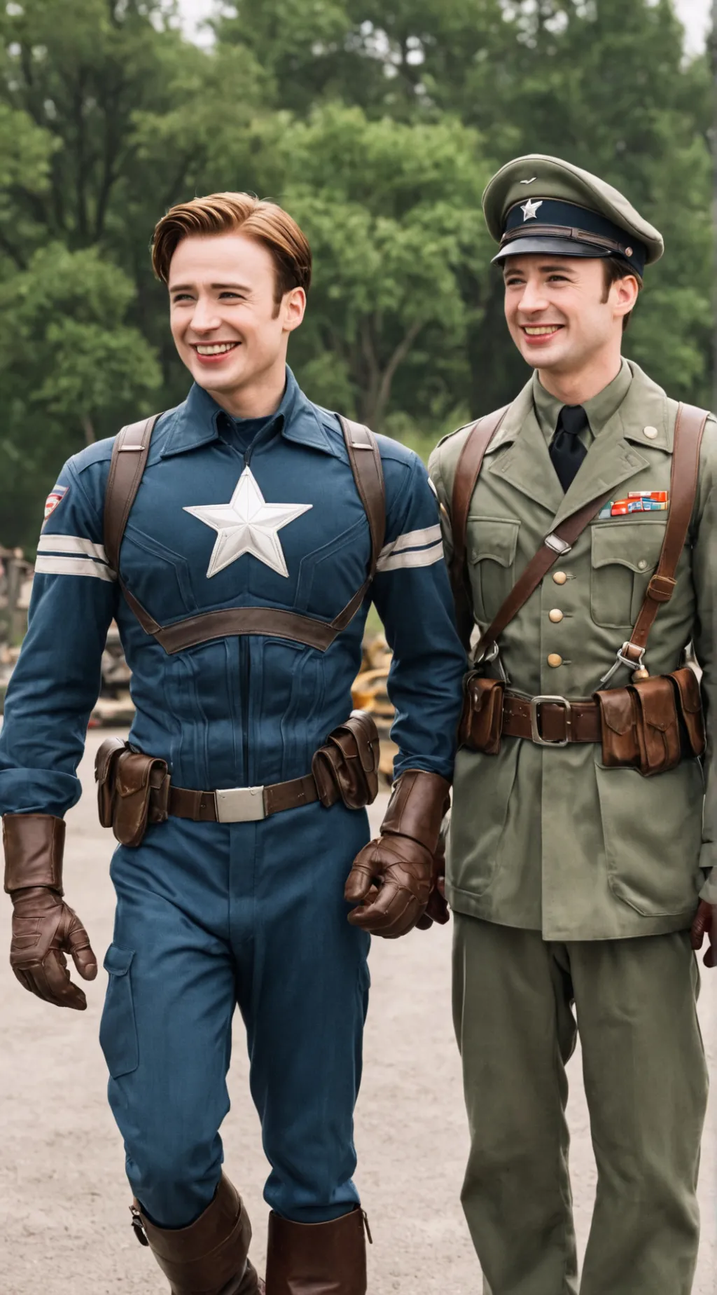 ai character: bucky & Steve 40s background
