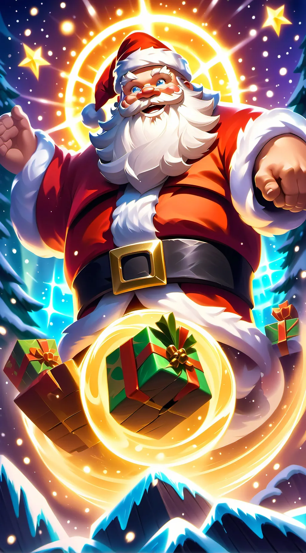 ai character: Santa in a cage background