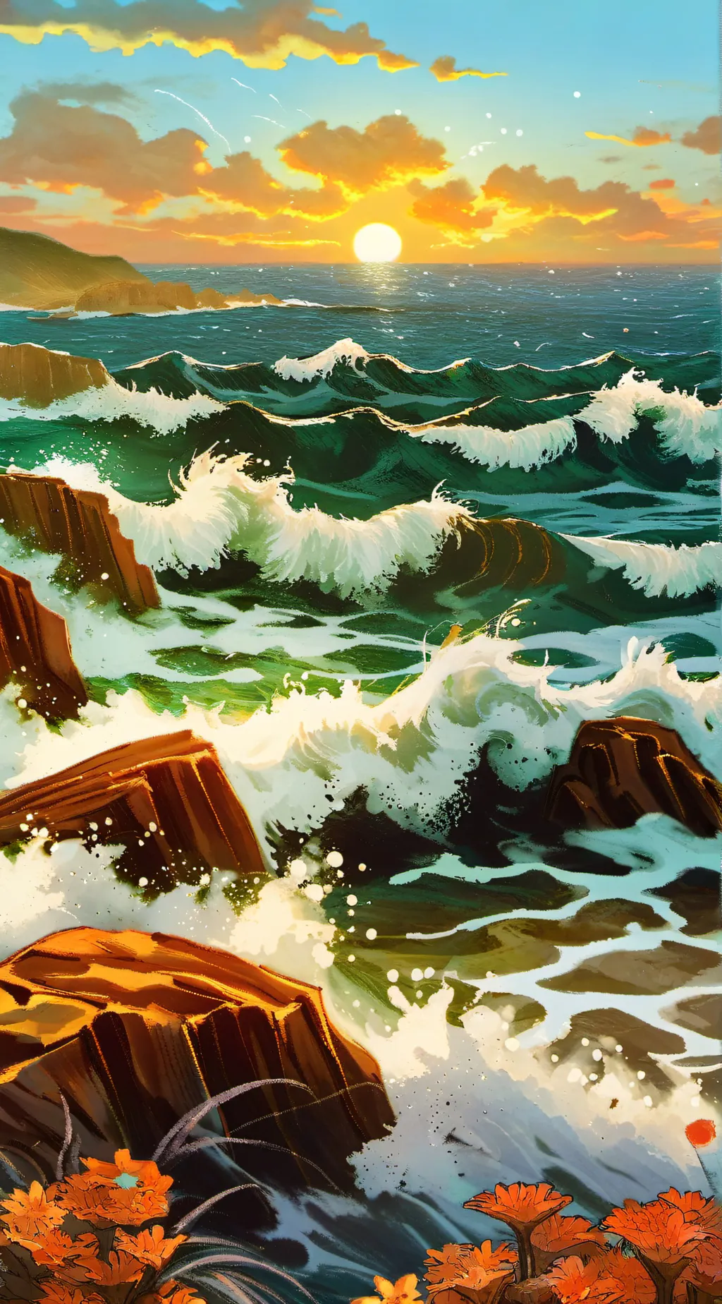 ai character: hh at the sea background