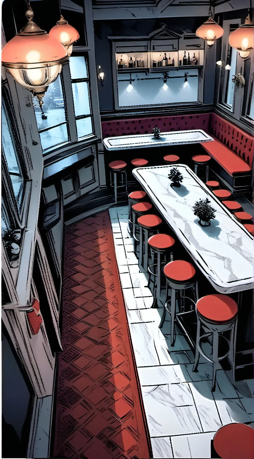 ai character: HH: Restaurant background