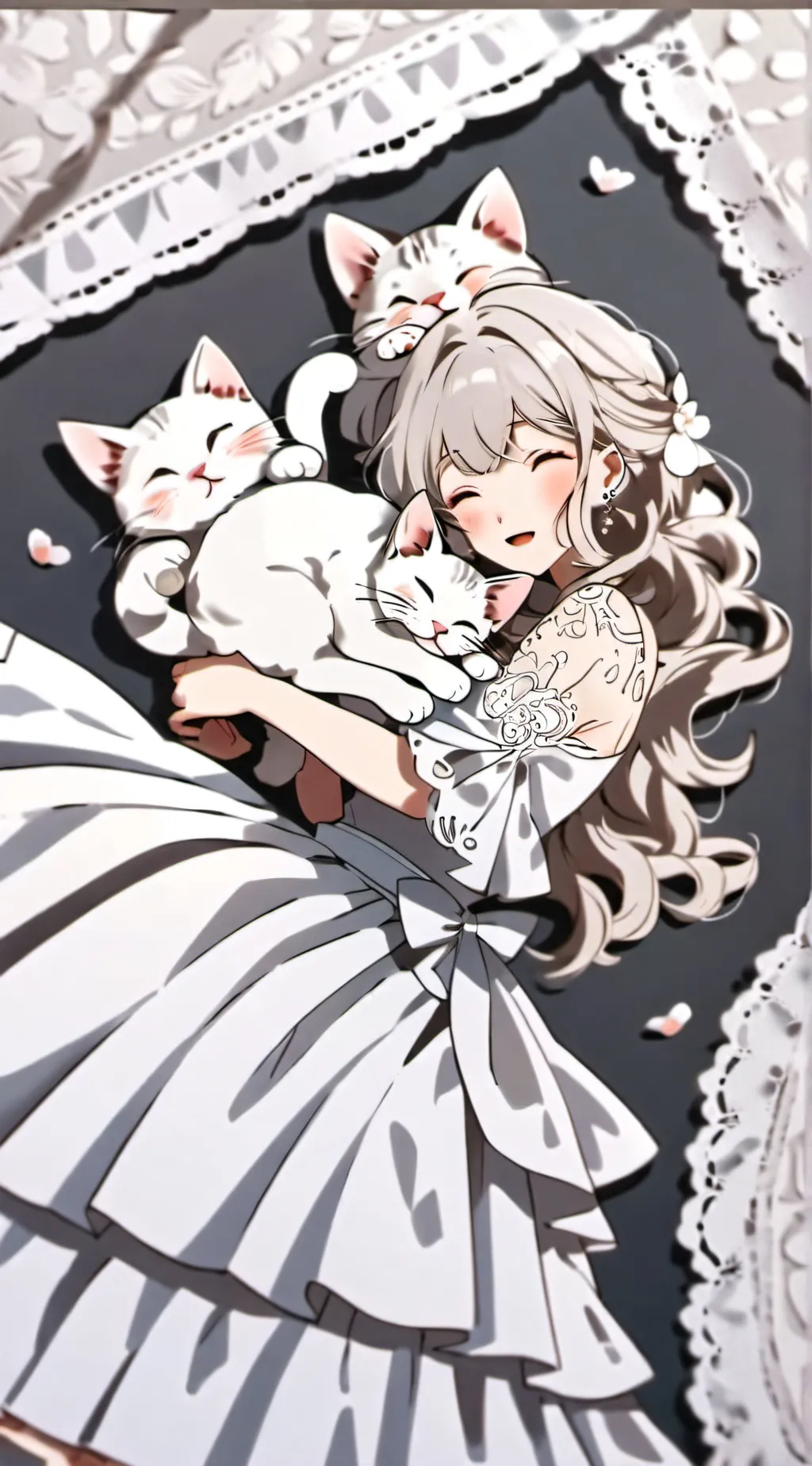 ai character: A cat sleeping on. background
