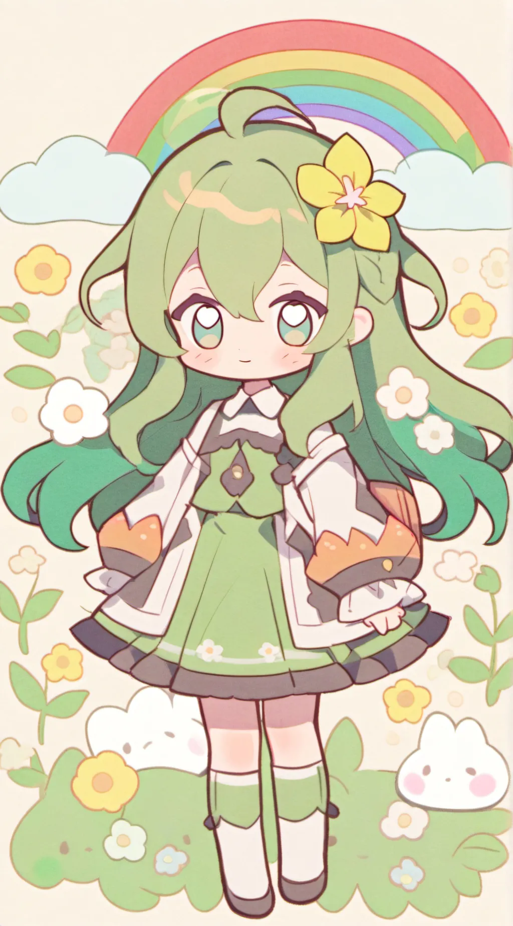 ai character: Dandy Fangirl 🌈🌼 background