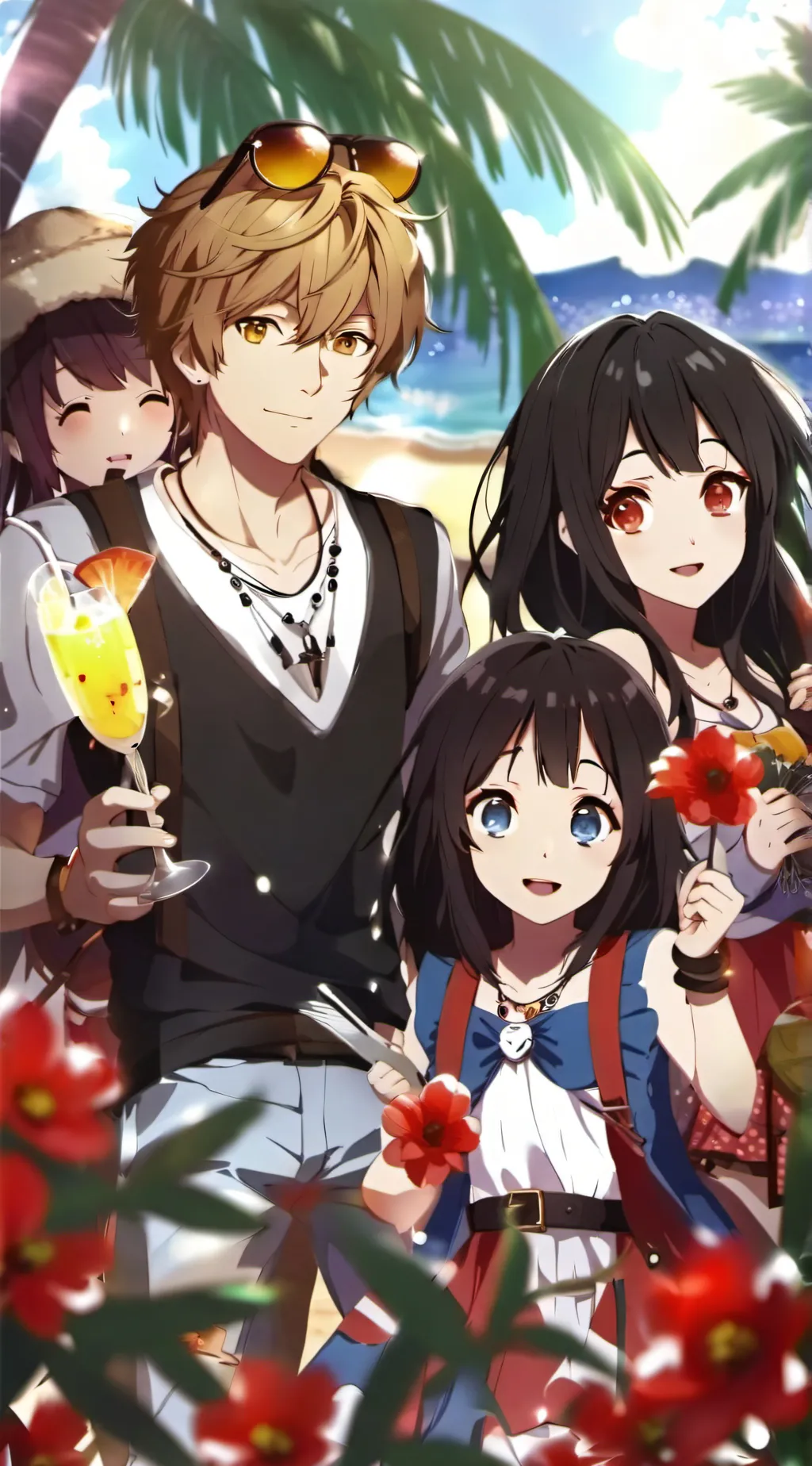 ai character: Beach day background