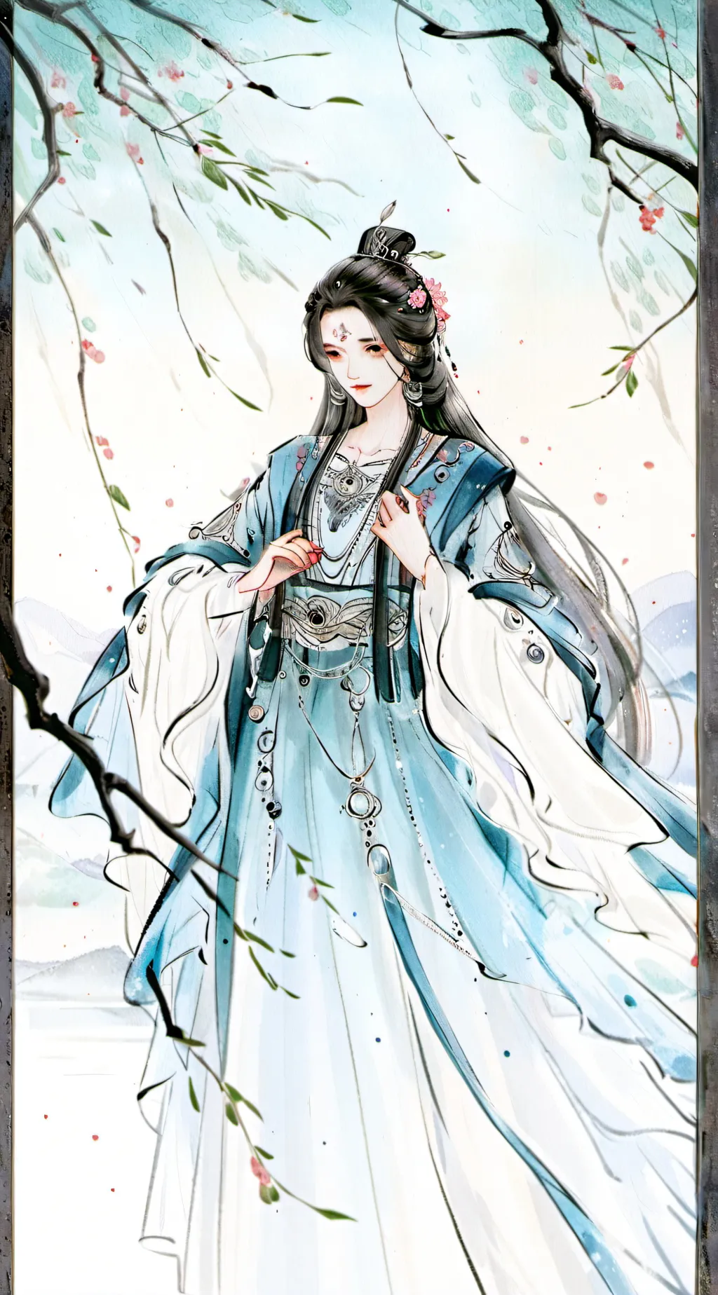 ai character: Futaomote & hiachi background