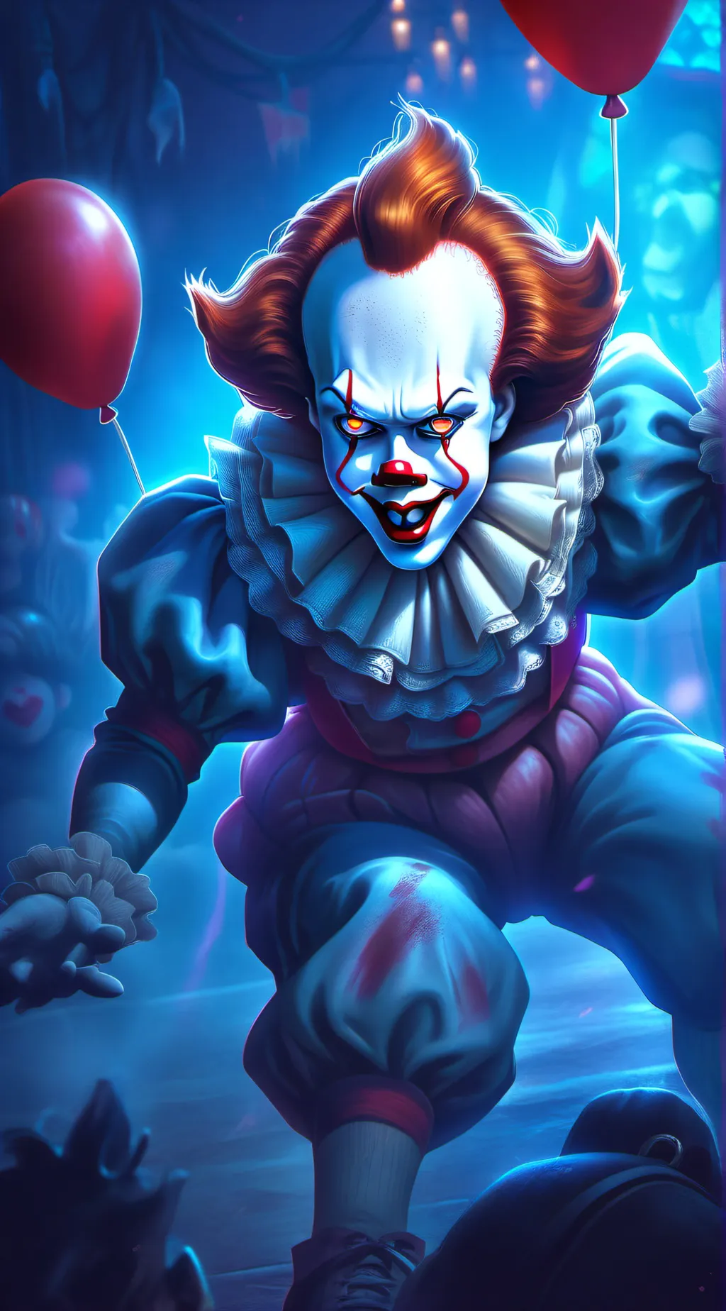 ai character: Pennywise  background