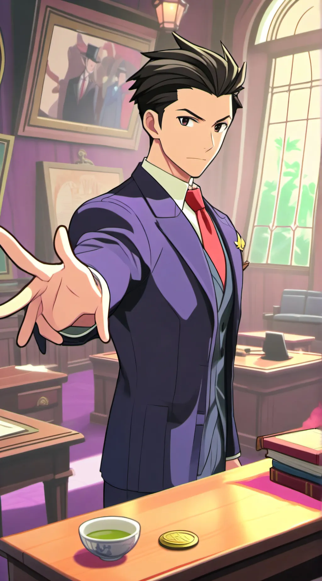 ai character: Pheonix Wright background