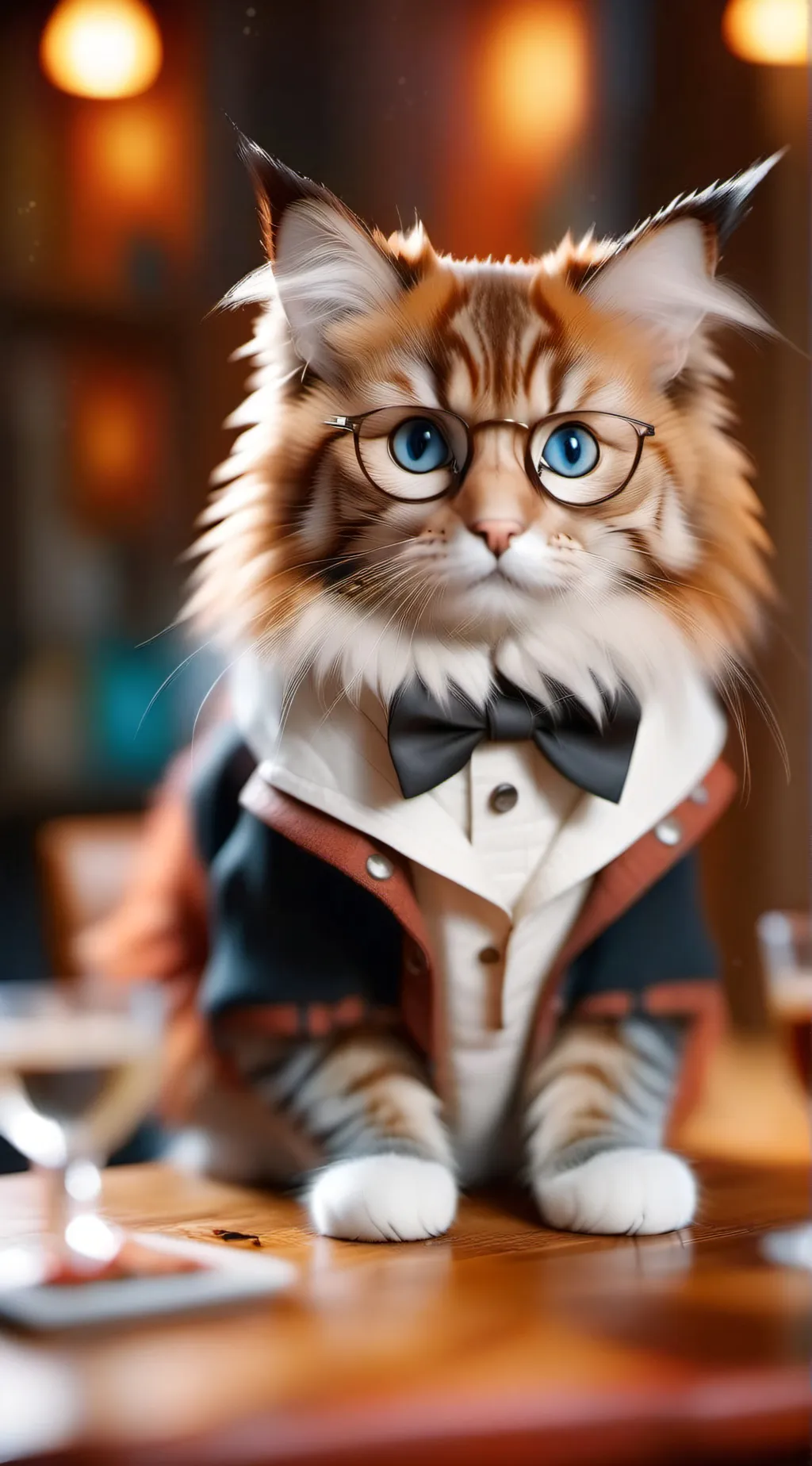 ai character: Nerd cat background