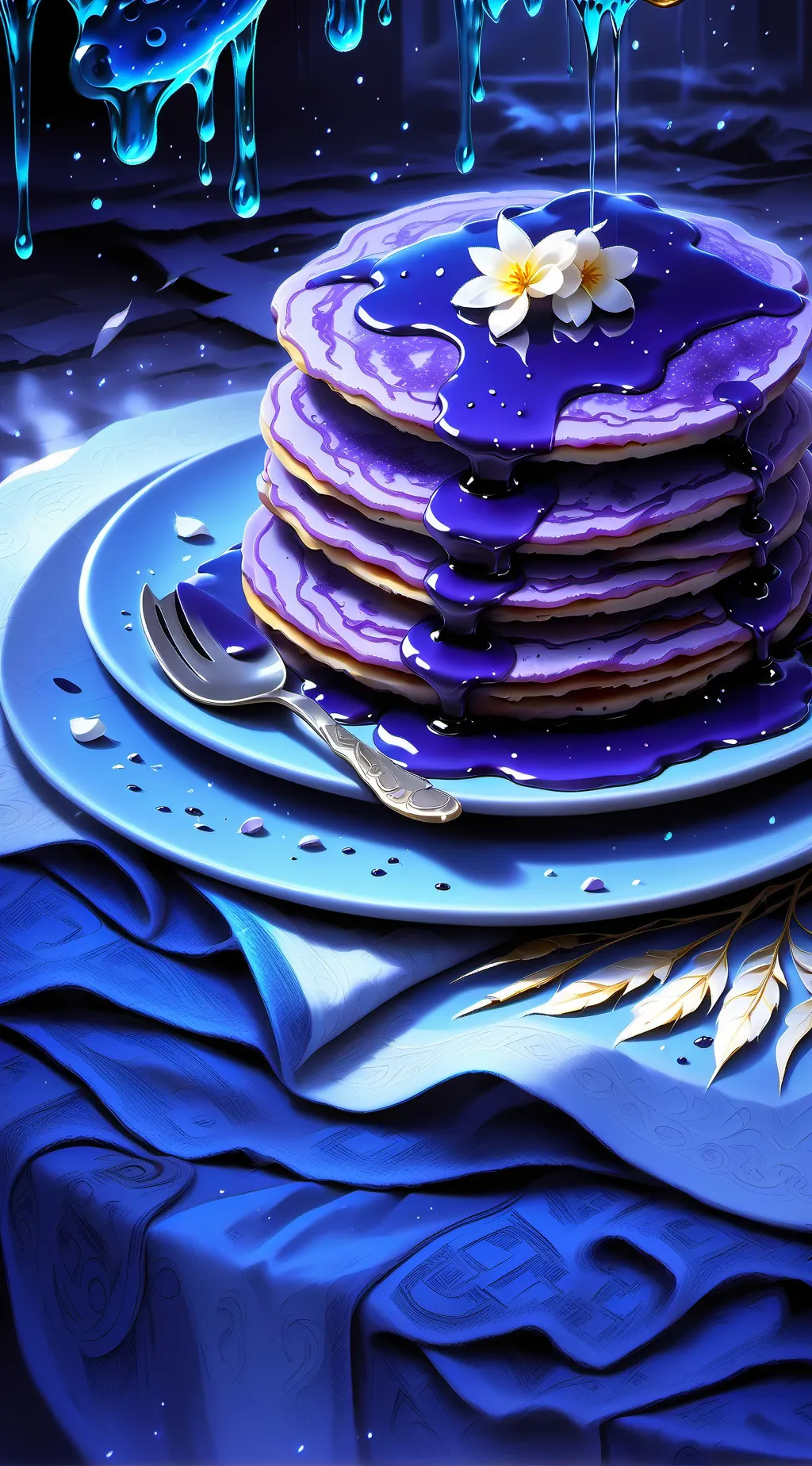 ai character: Purple pancake background