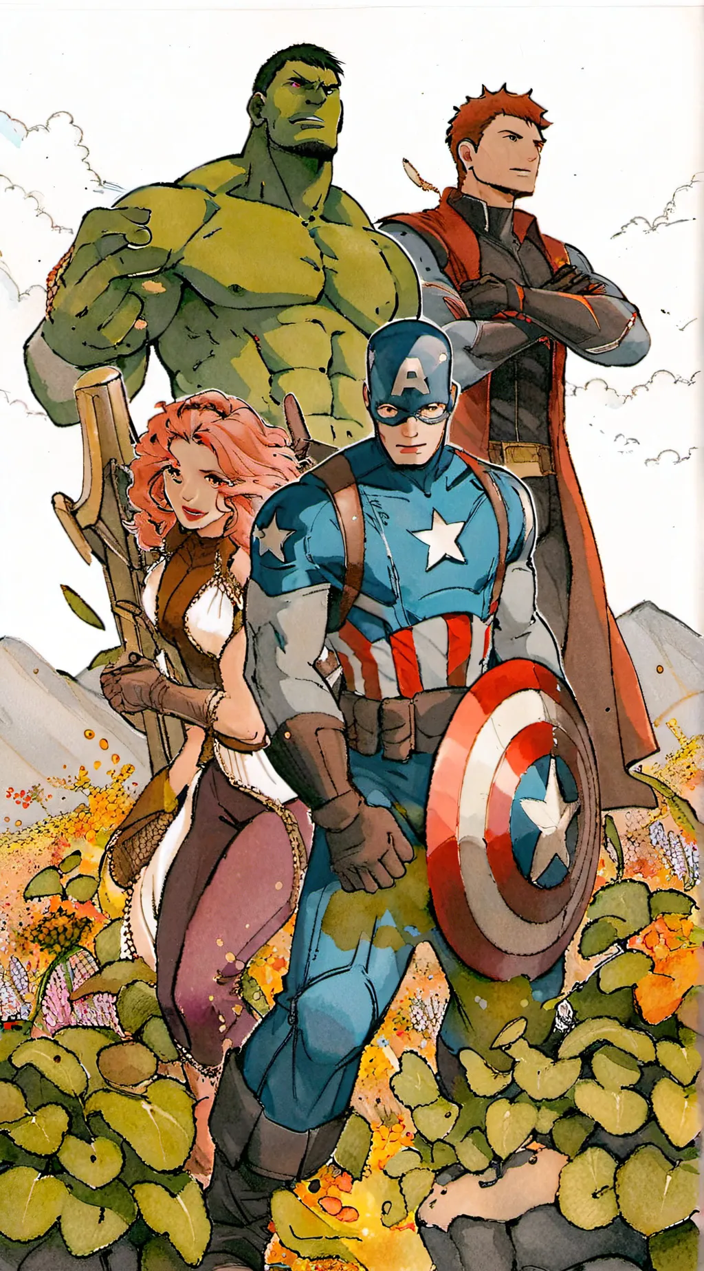 ai character: Avengers land here background