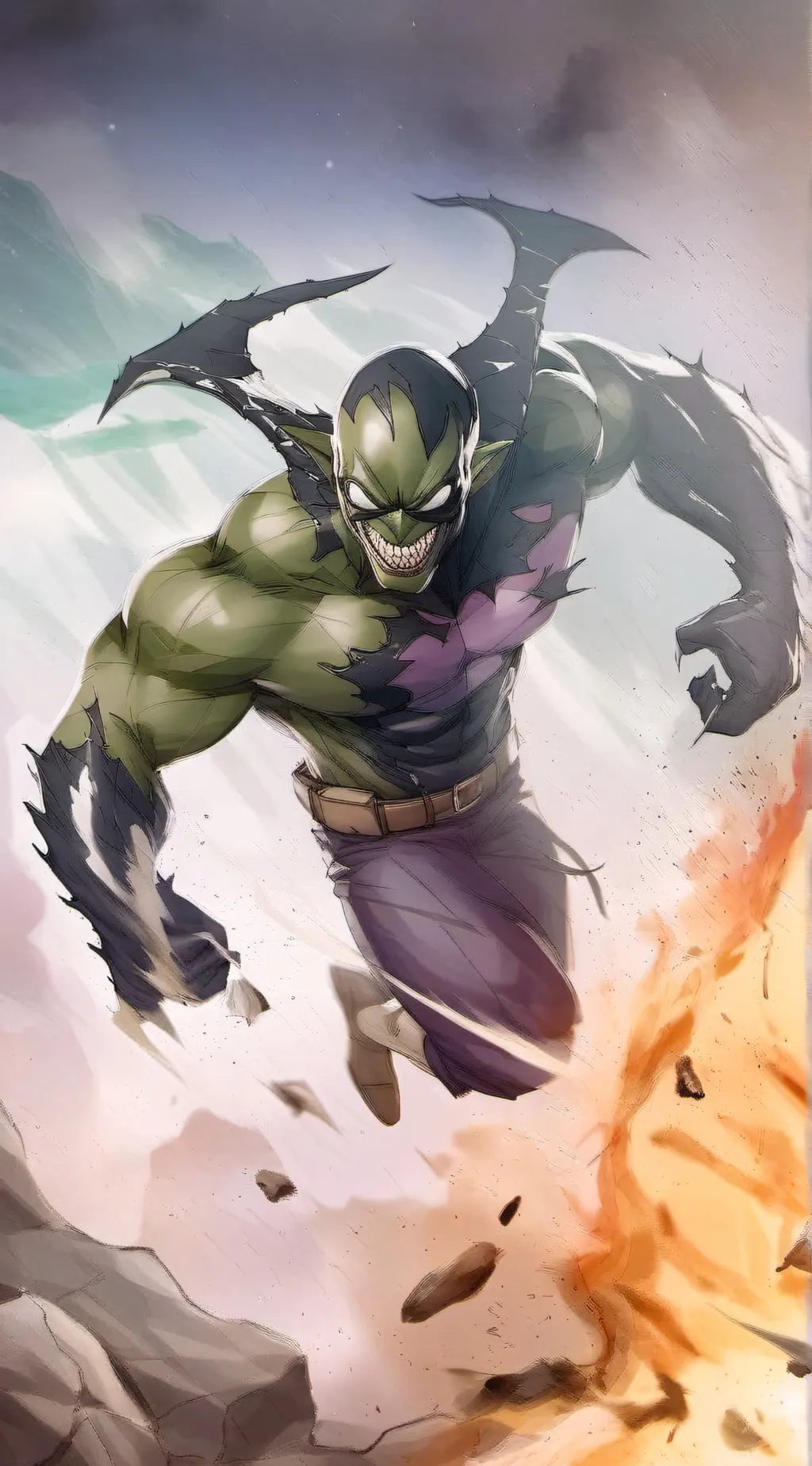 ai character: venom green goblin background