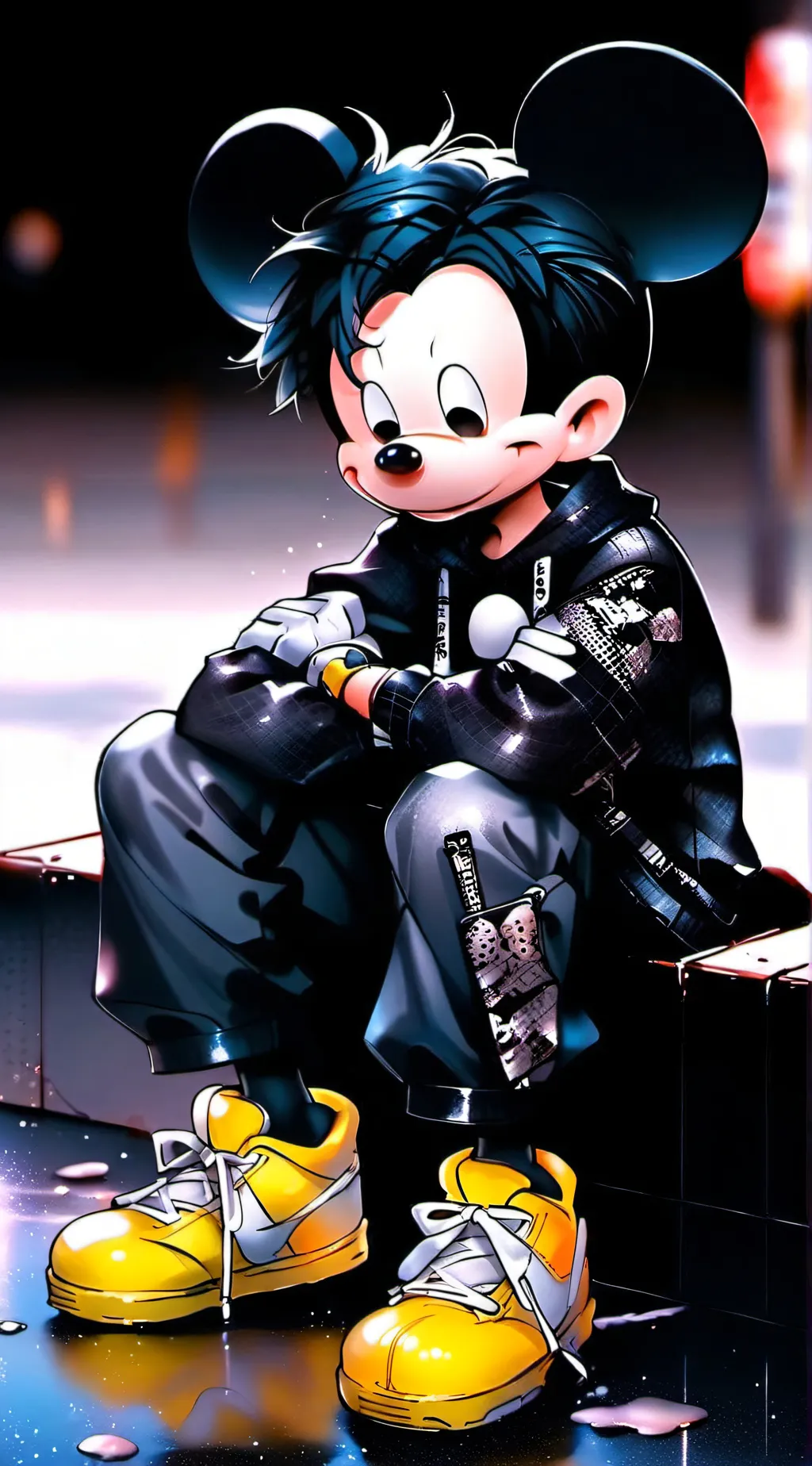ai character: emo micky🖤💅🏿 background