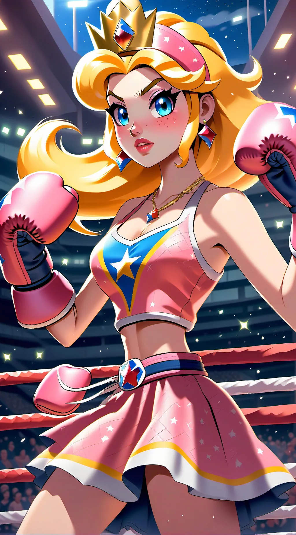 ai character: Boxing peach  background