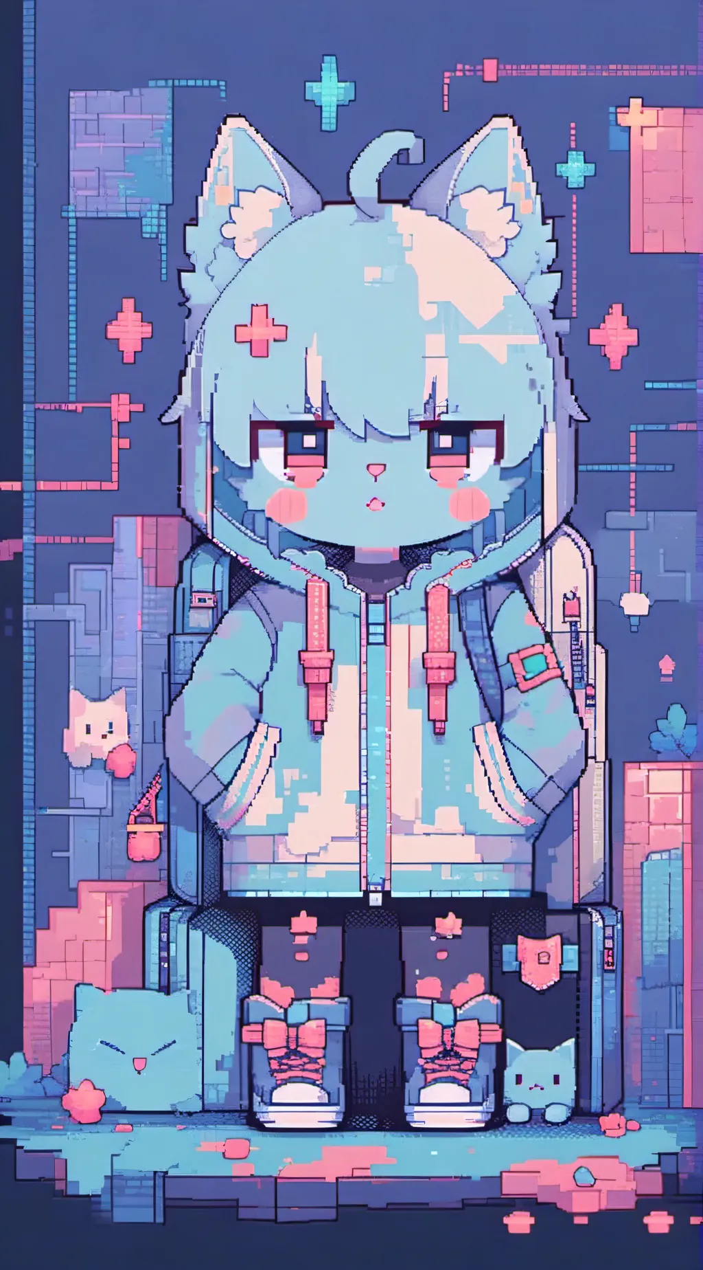 ai character: chibi blushi background