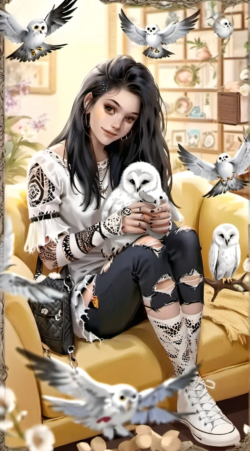 ai character: Your cute owlets background
