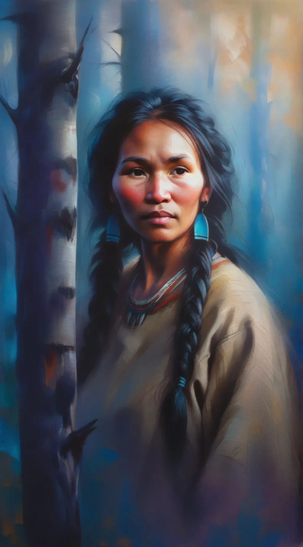 ai character: Birchbark house  background