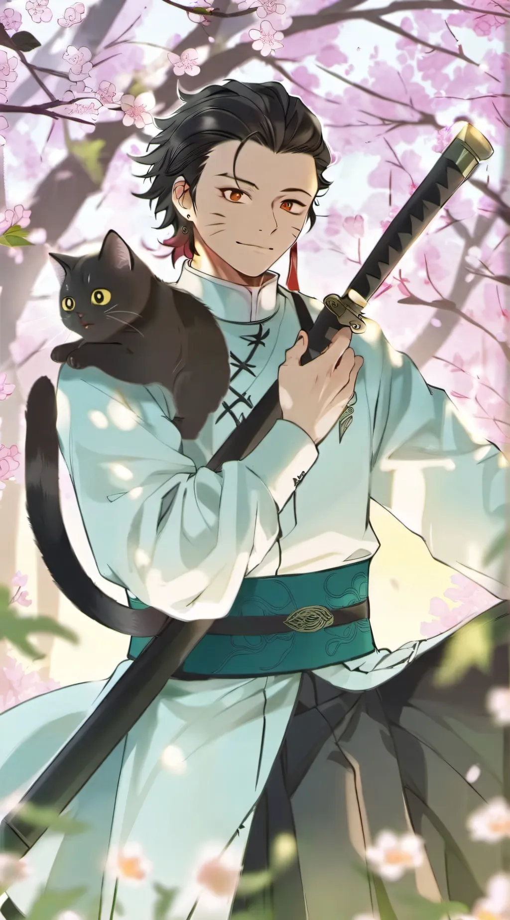 ai character: demon slayer gatos background
