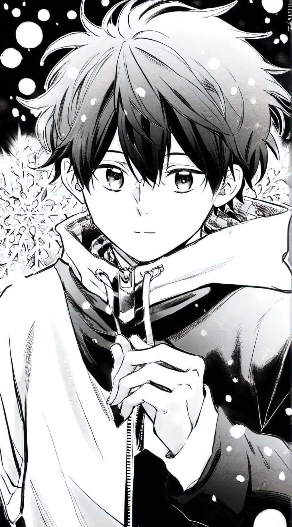ai character: deku snowing background