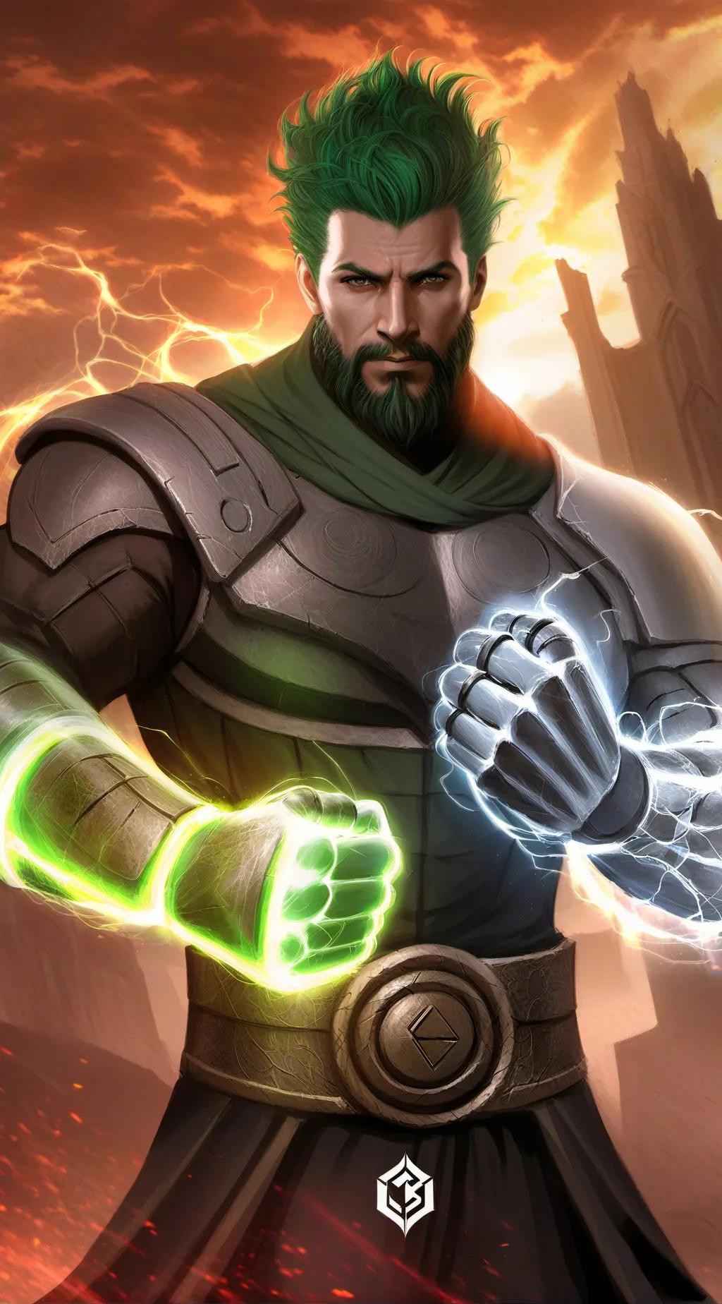 ai character: emerald background