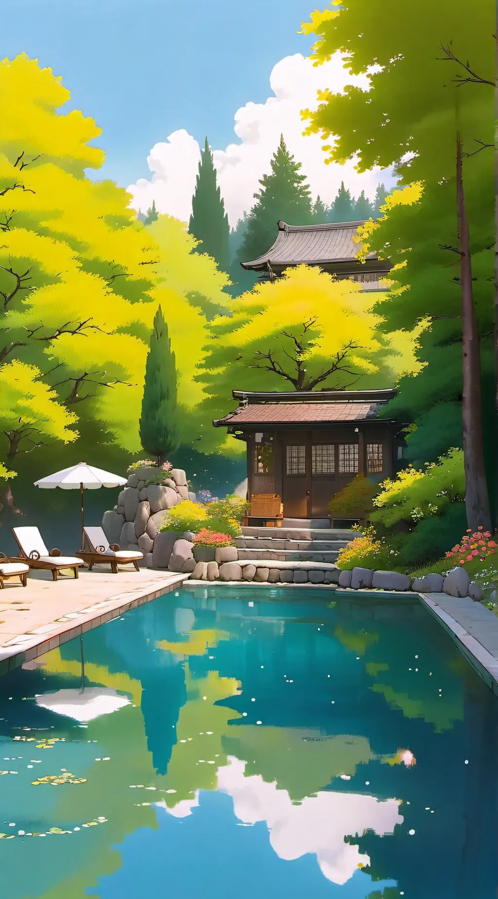 ai character: Mha pool  background