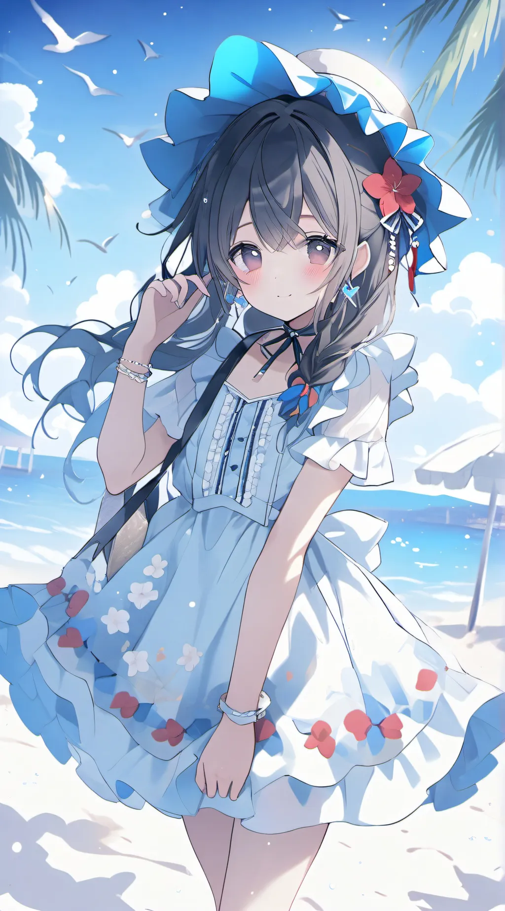 ai character: Demon slayer beach background