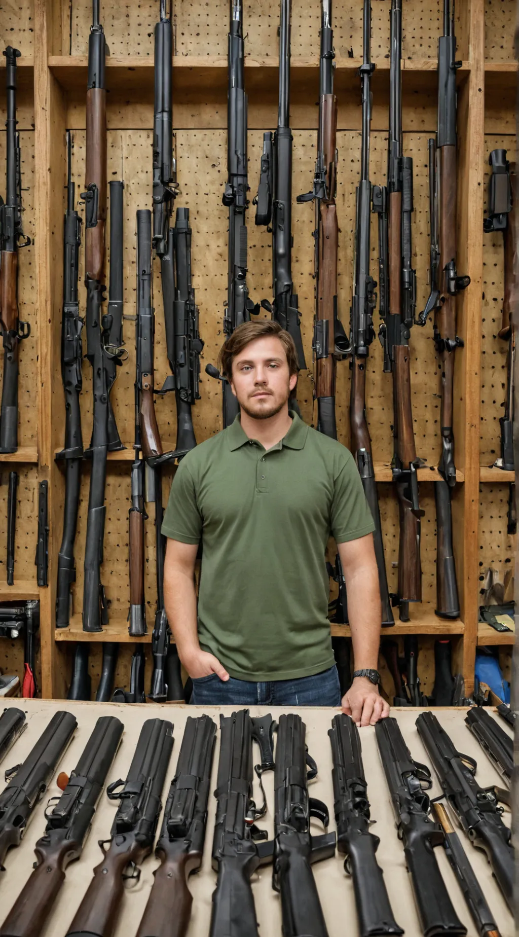 ai character: gunshop background