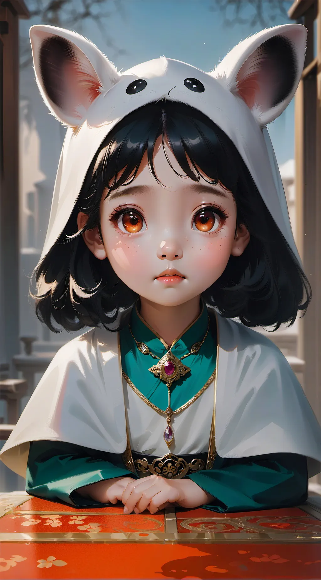 ai character: Violet background