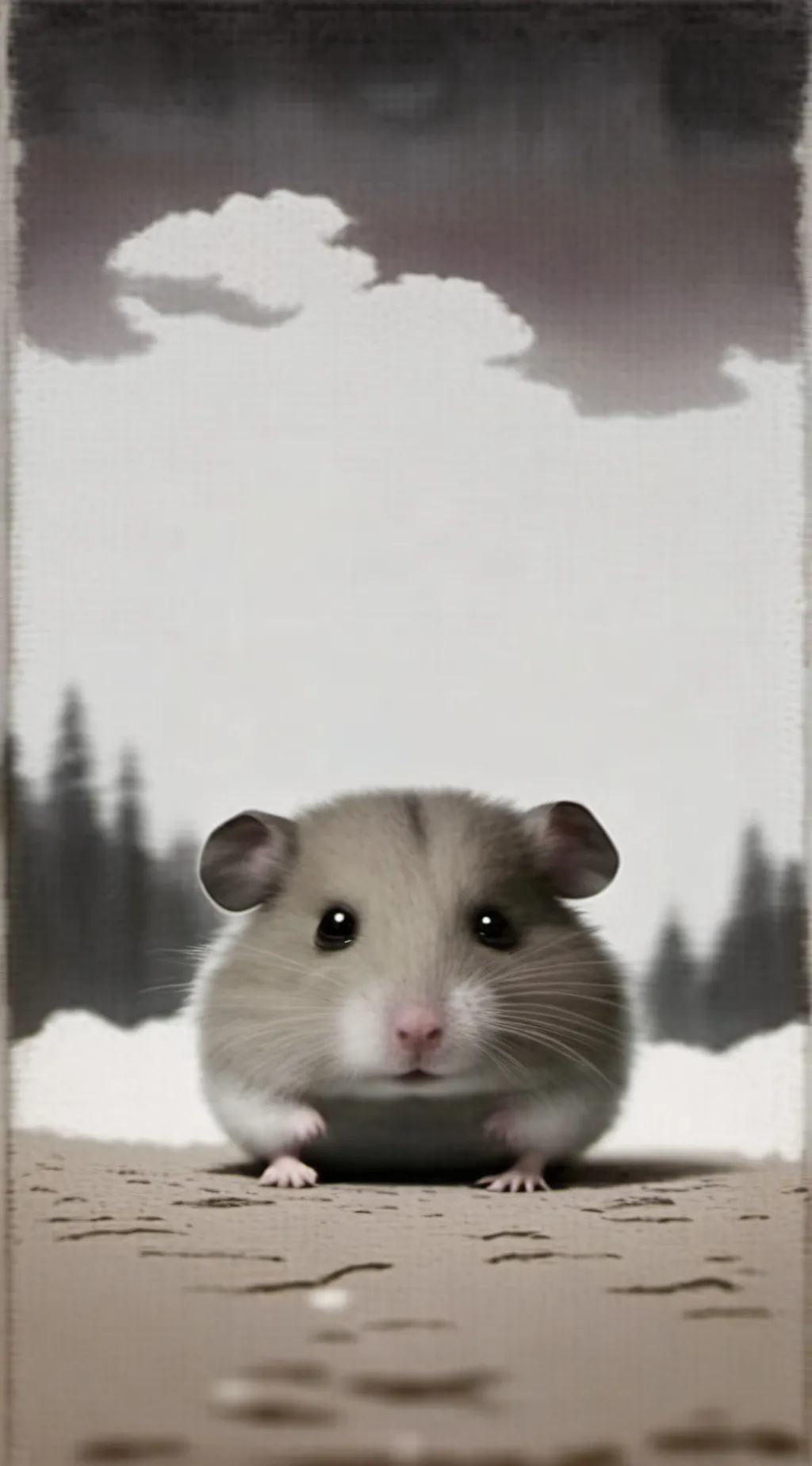 ai character: sad hamster  background