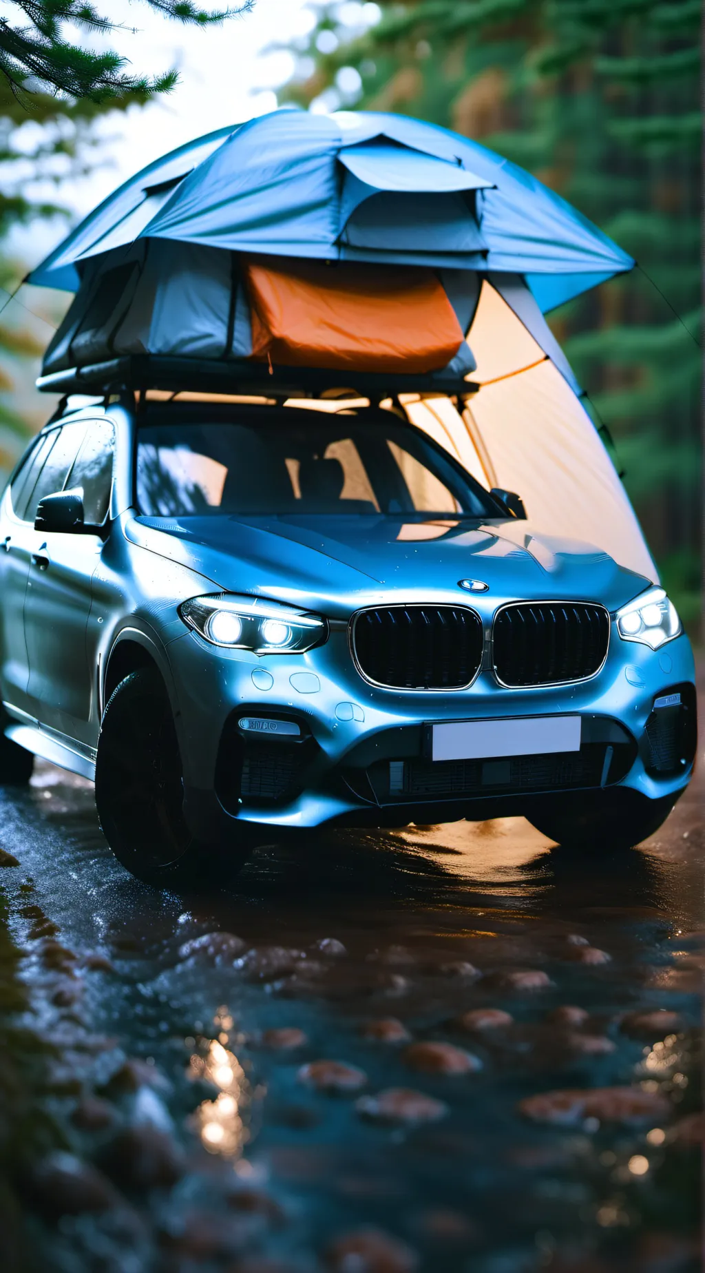 ai character: car camping  background