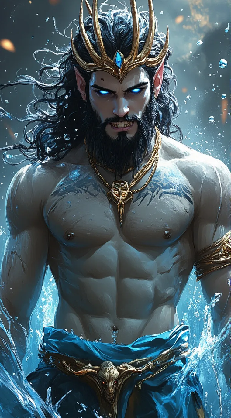 ai character: Poseidon  background