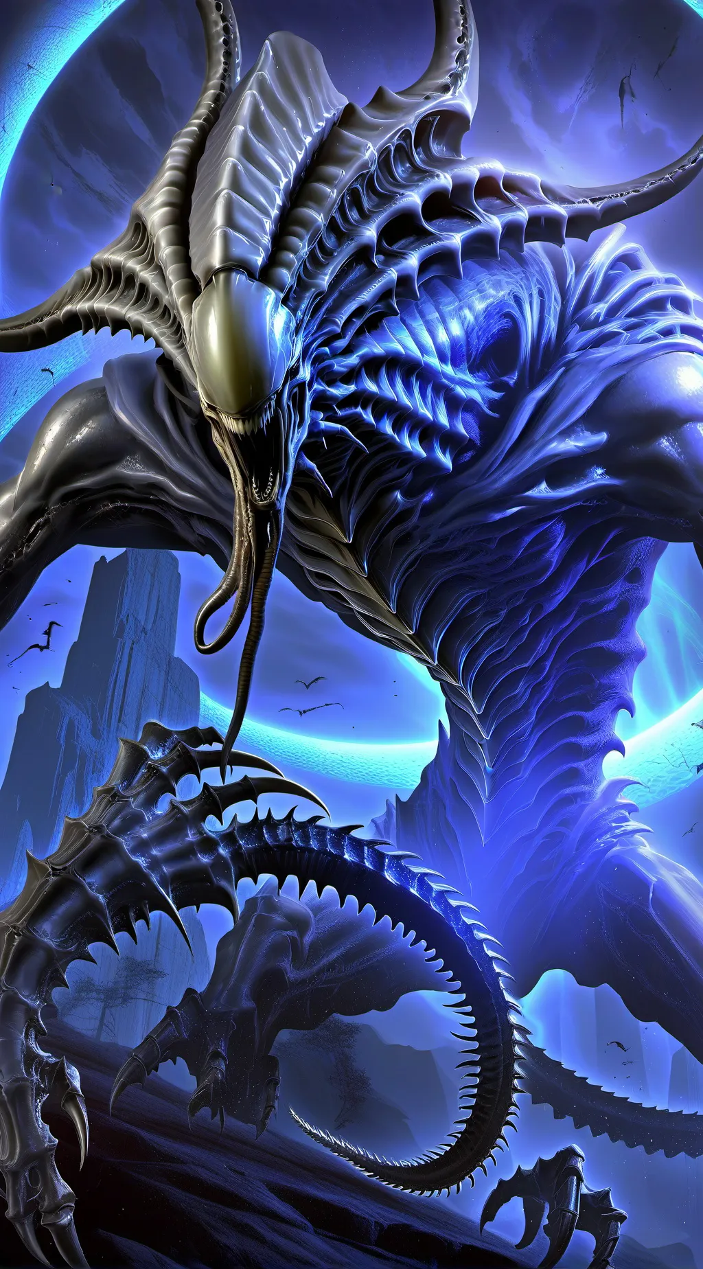ai character: Queen. Xenomorph background
