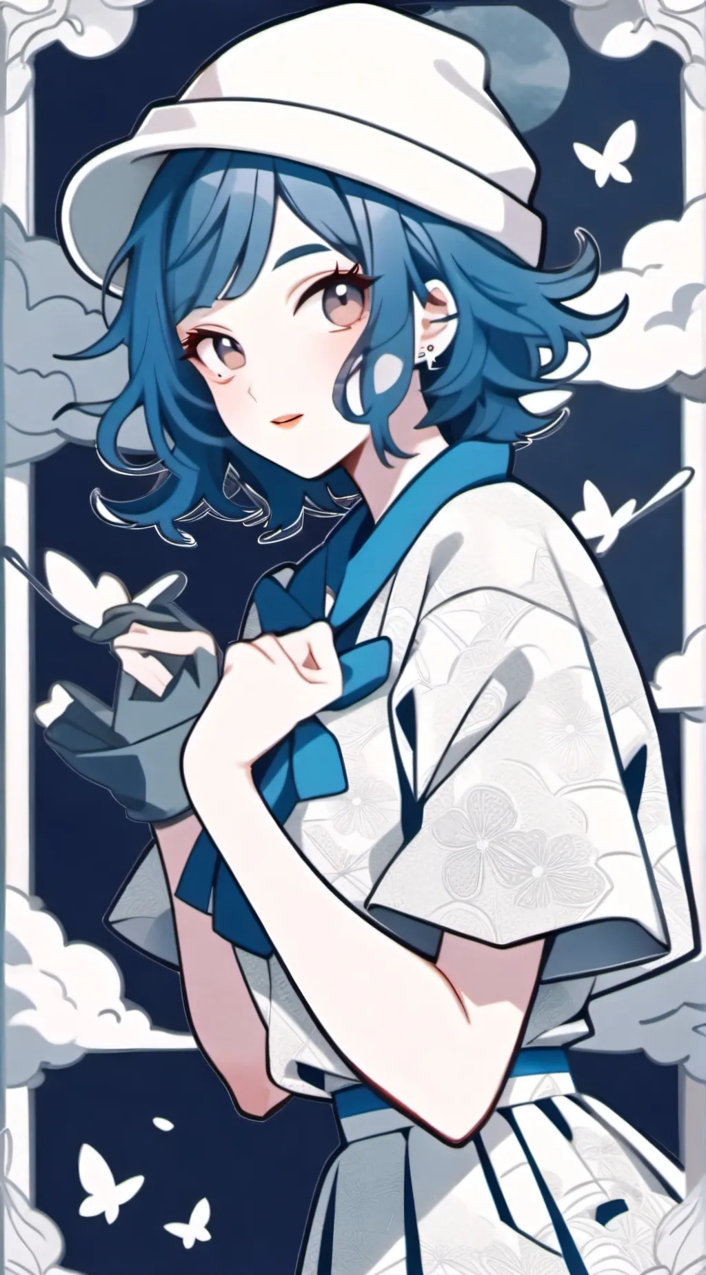 ai character: sky as a human gir background
