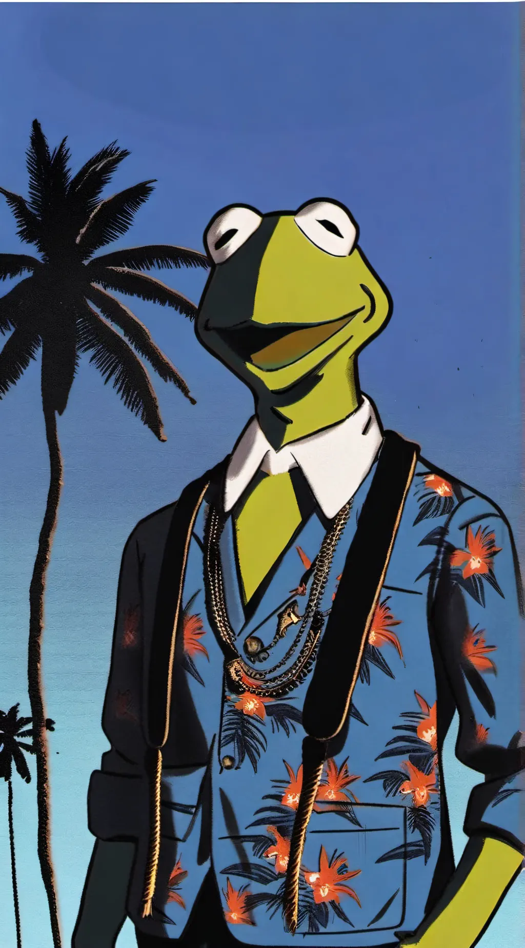 ai character: frisky the frog background