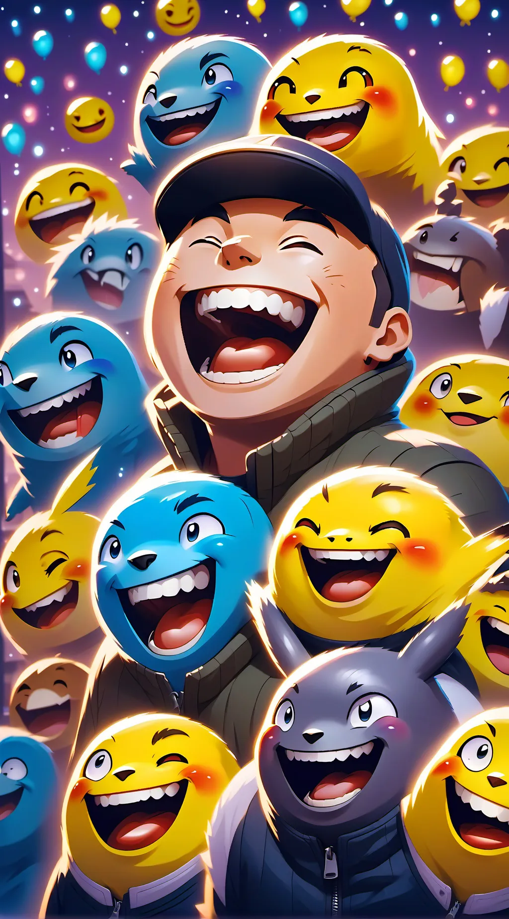 ai character: laugh test background
